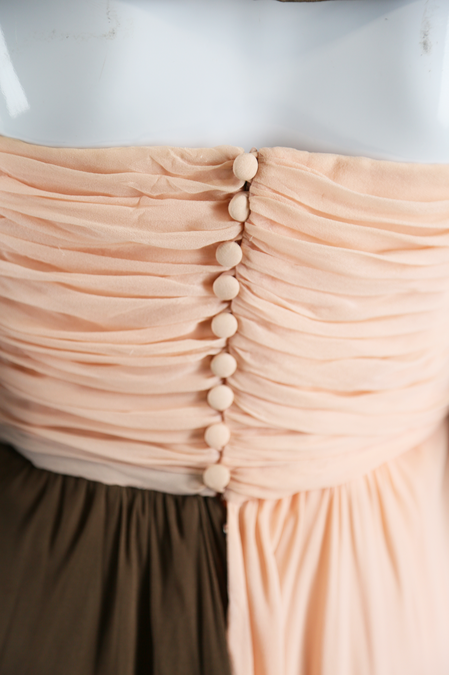 Bill Blass Pink + Brown Silk Chiffon Gown - Embers / Cinders Vintage