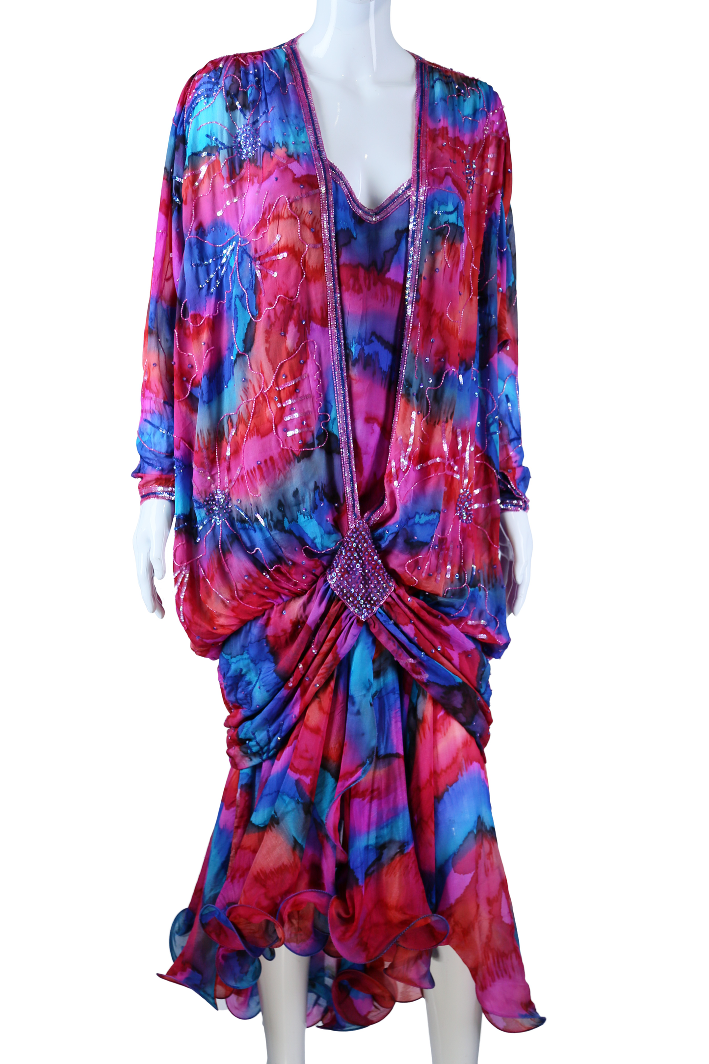 Judith Ann Rainbow Silk Beaded Gown - Embers / Cinders Vintage