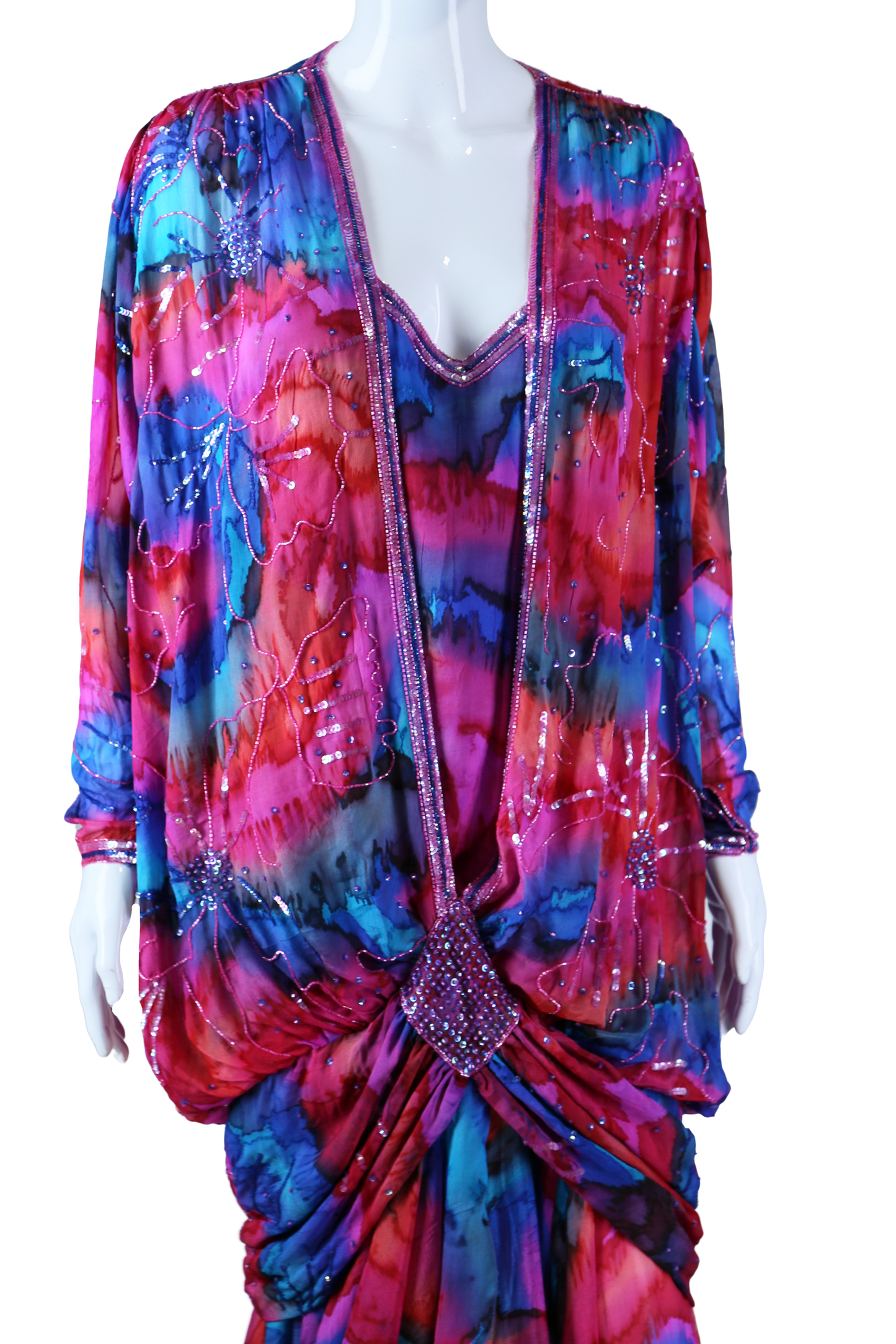 Judith Ann Rainbow Silk Beaded Gown - Embers / Cinders Vintage