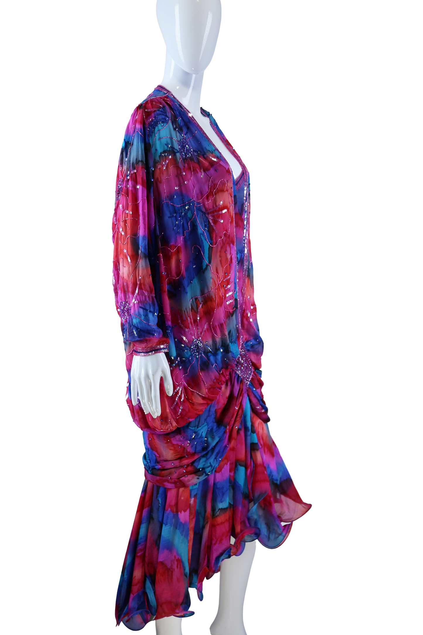 Judith Ann Rainbow Silk Beaded Gown - Embers / Cinders Vintage