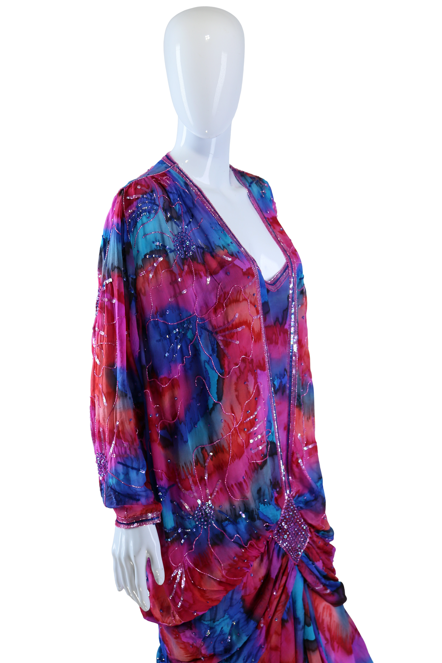 Judith Ann Rainbow Silk Beaded Gown - Embers / Cinders Vintage