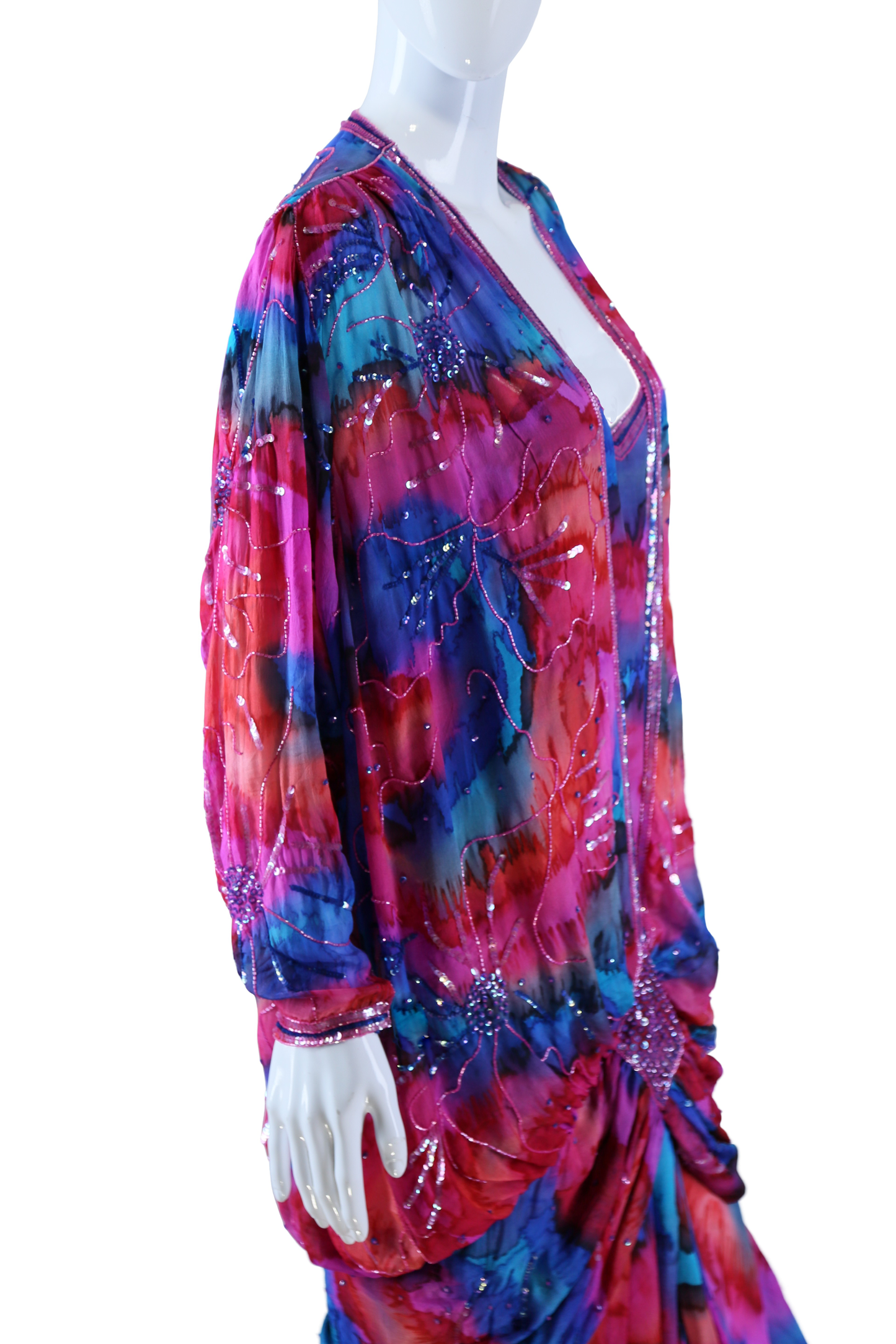 Judith Ann Rainbow Silk Beaded Gown - Embers / Cinders Vintage