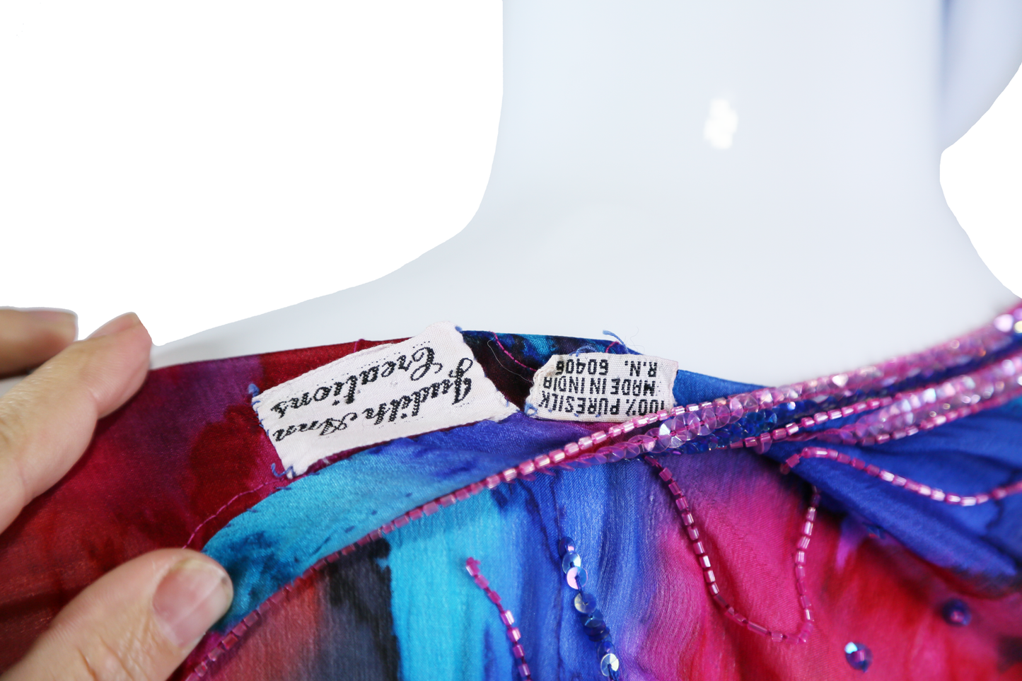 Judith Ann Rainbow Silk Beaded Gown