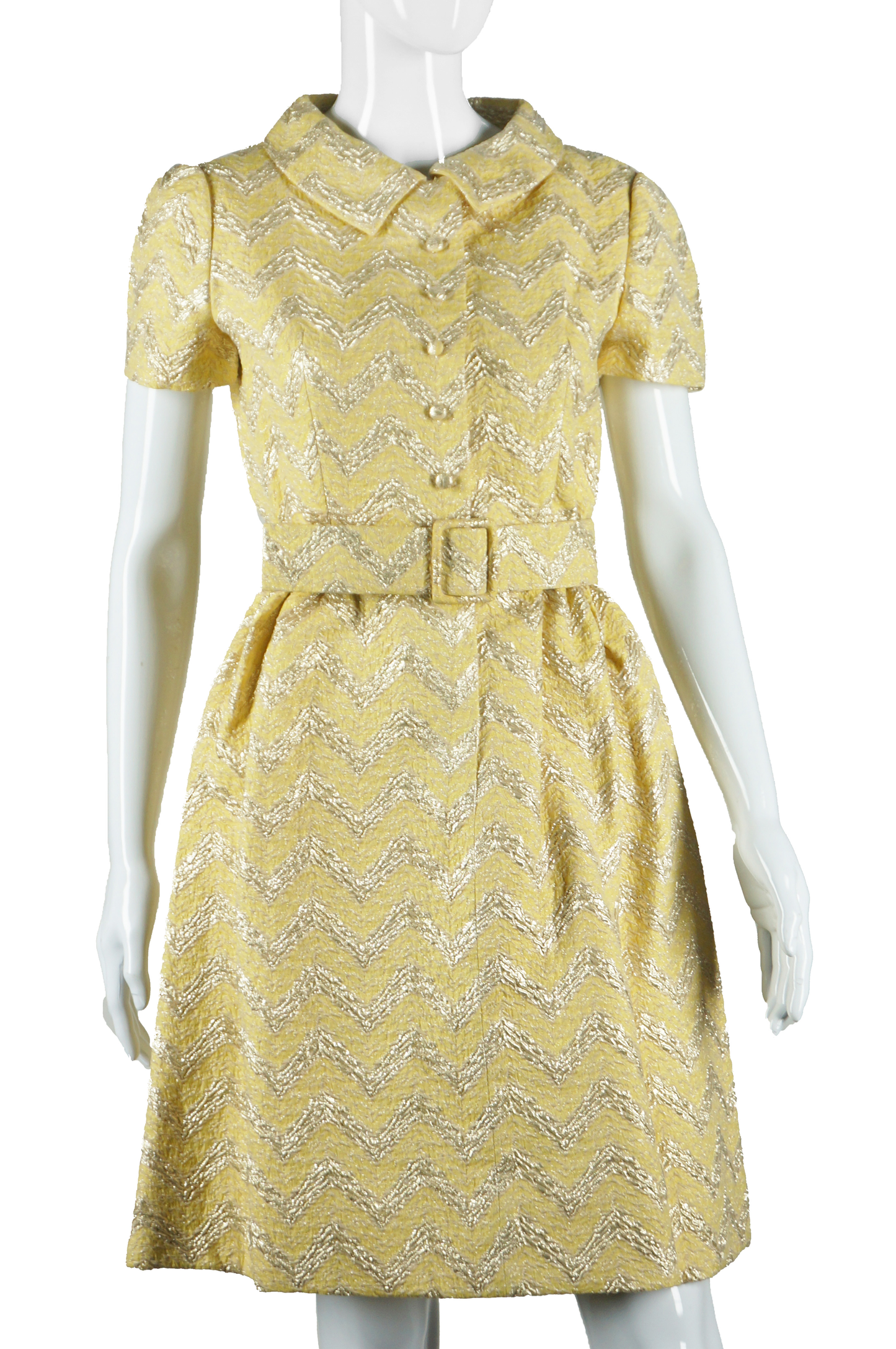 Adele Simpson Yellow and Gold Zig Zag Dress - Embers / Cinders Vintage