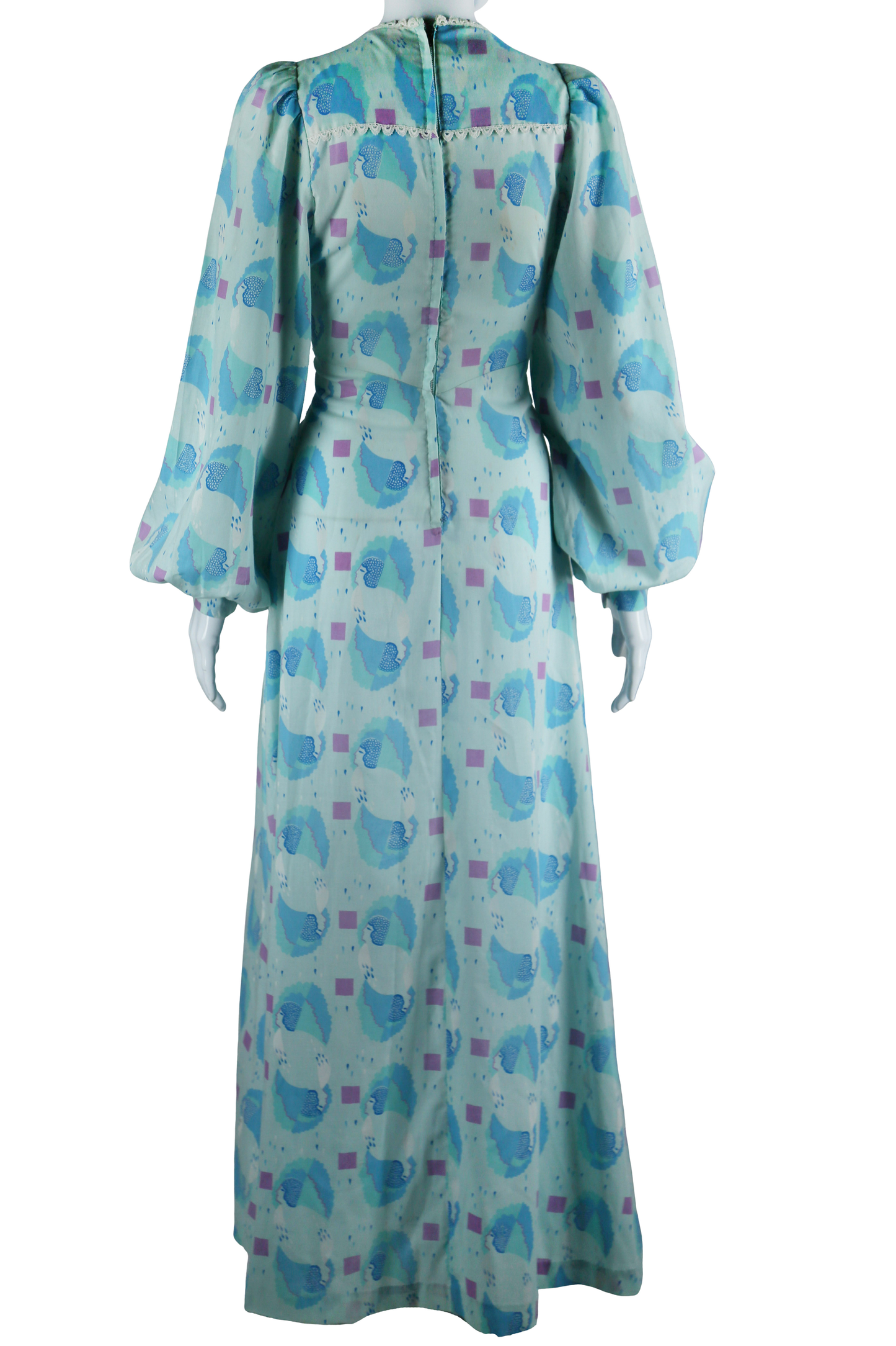 Raindrops and Faces in Profile Novelty Print Maxi Dress - Embers / Cinders Vintage