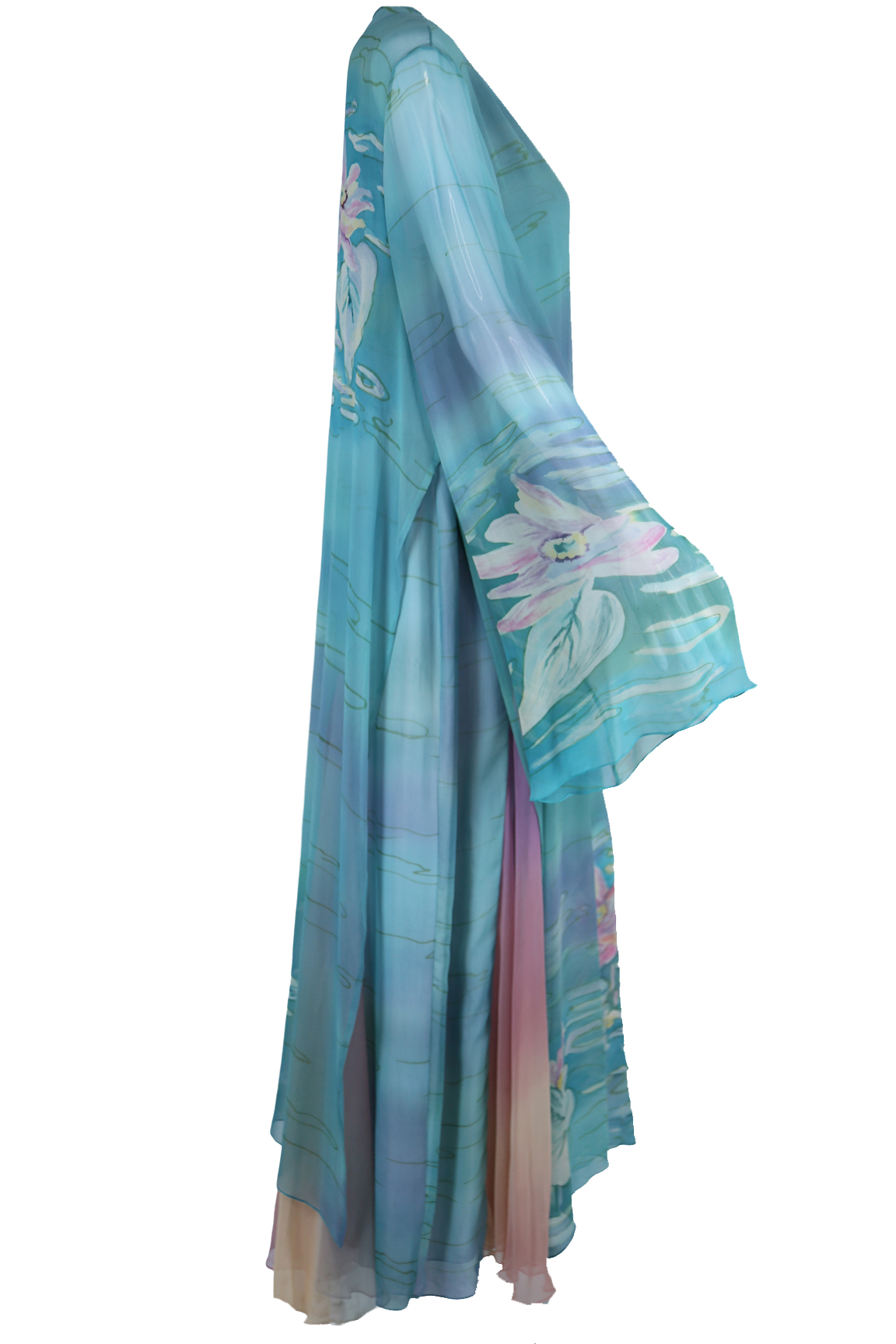 Hand Painted Silk Water Lilies Three Piece Dress Set