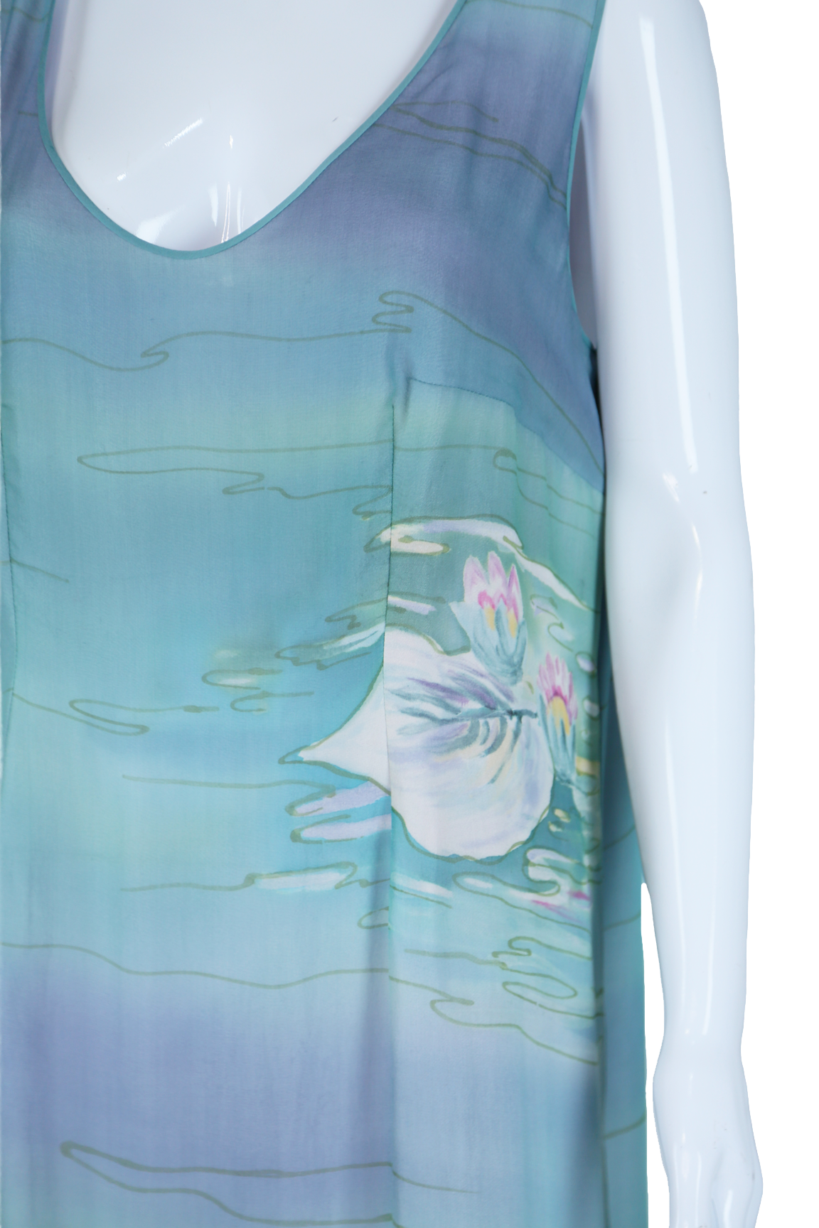 Hand Painted Silk Water Lilies Three Piece Dress Set