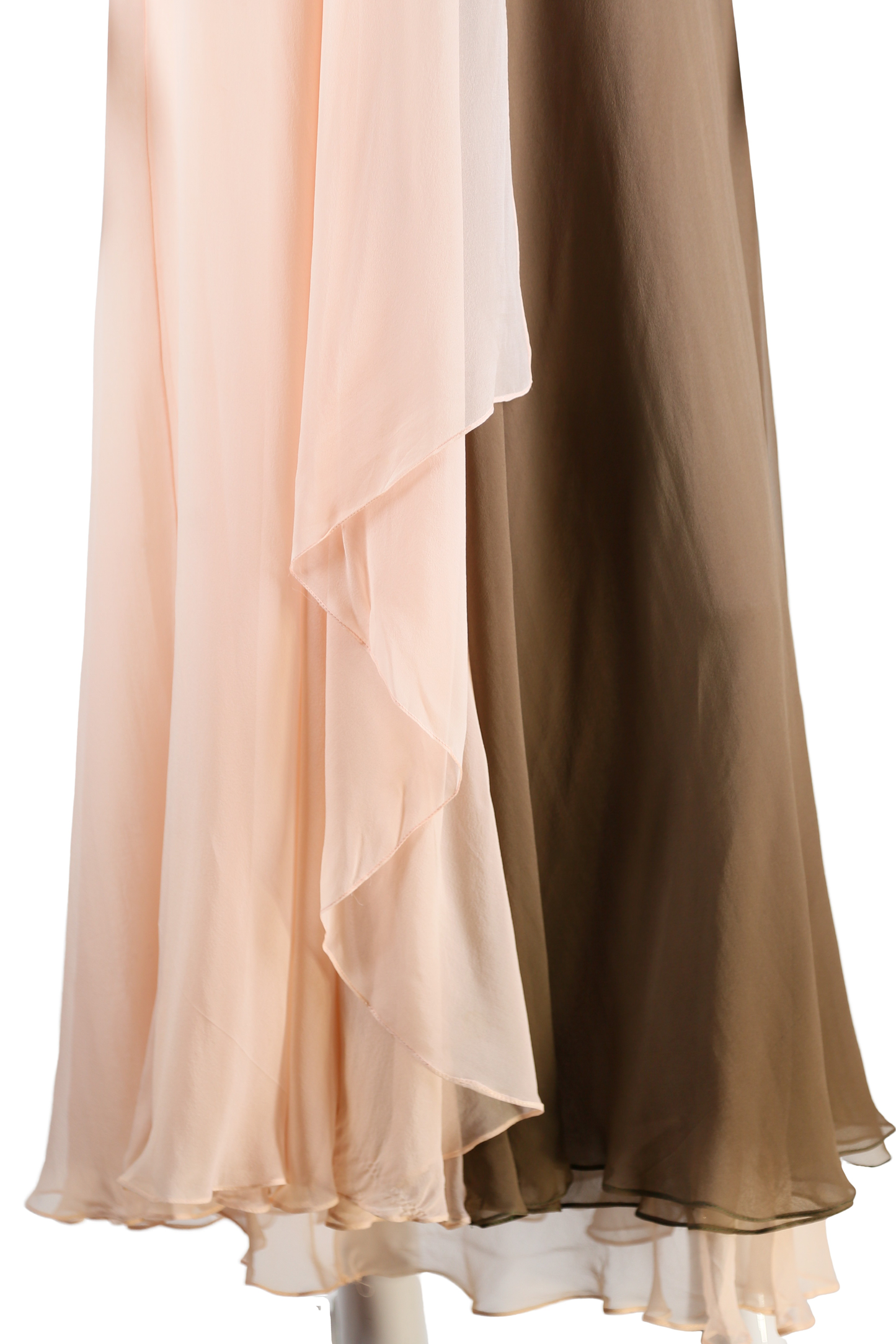 Bill Blass Pink + Brown Silk Chiffon Gown - Embers / Cinders Vintage