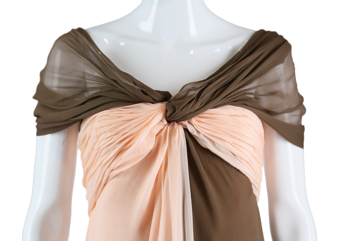 Bill Blass Pink + Brown Silk Chiffon Gown - Embers / Cinders Vintage