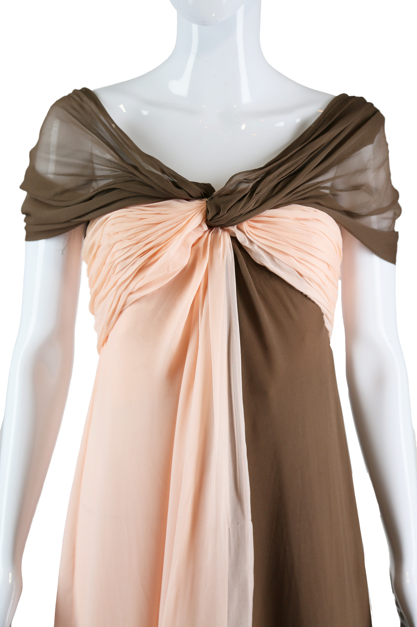 Bill Blass Pink + Brown Silk Chiffon Gown - Embers / Cinders Vintage