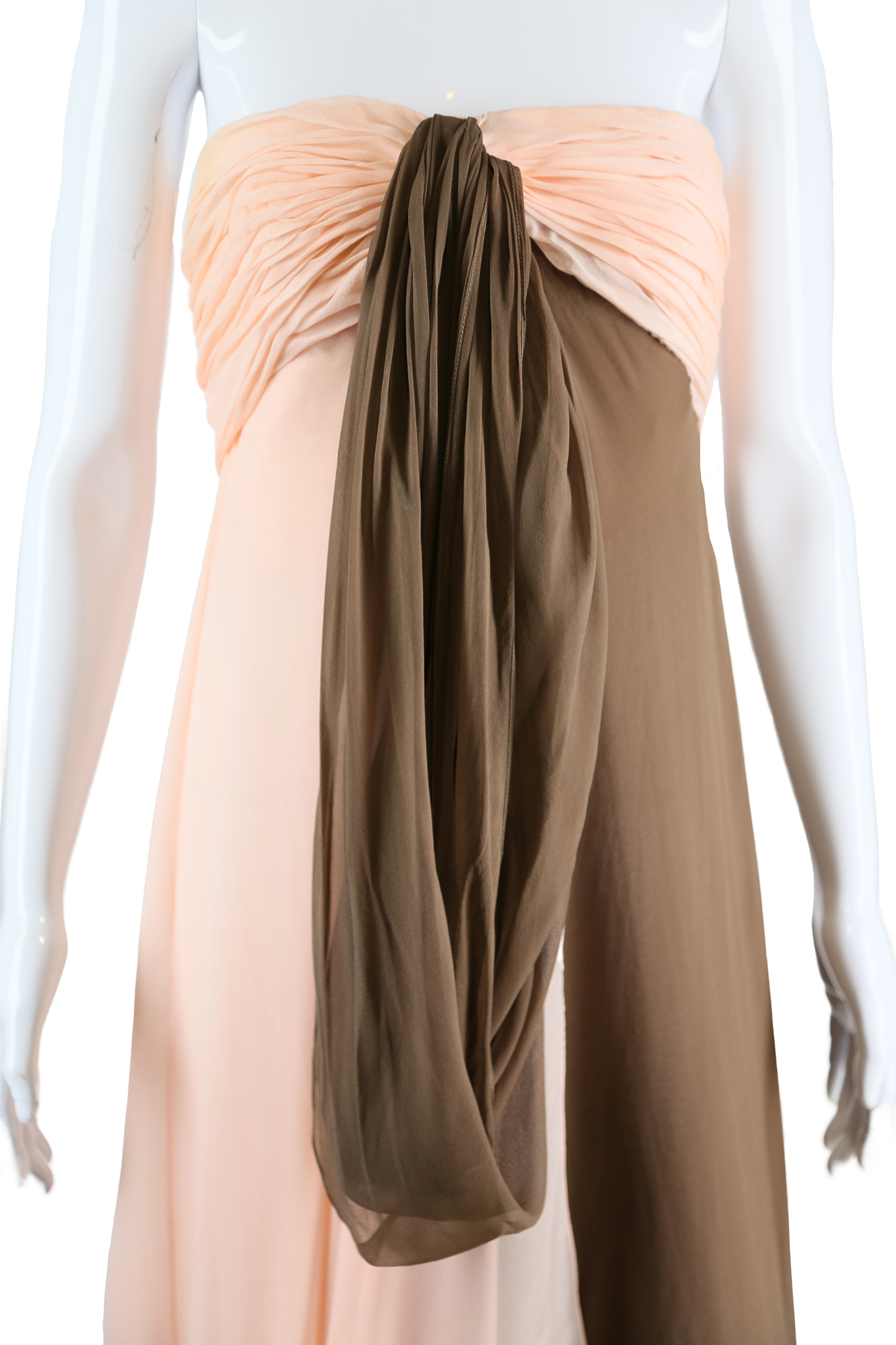Bill Blass Pink + Brown Silk Chiffon Gown - Embers / Cinders Vintage