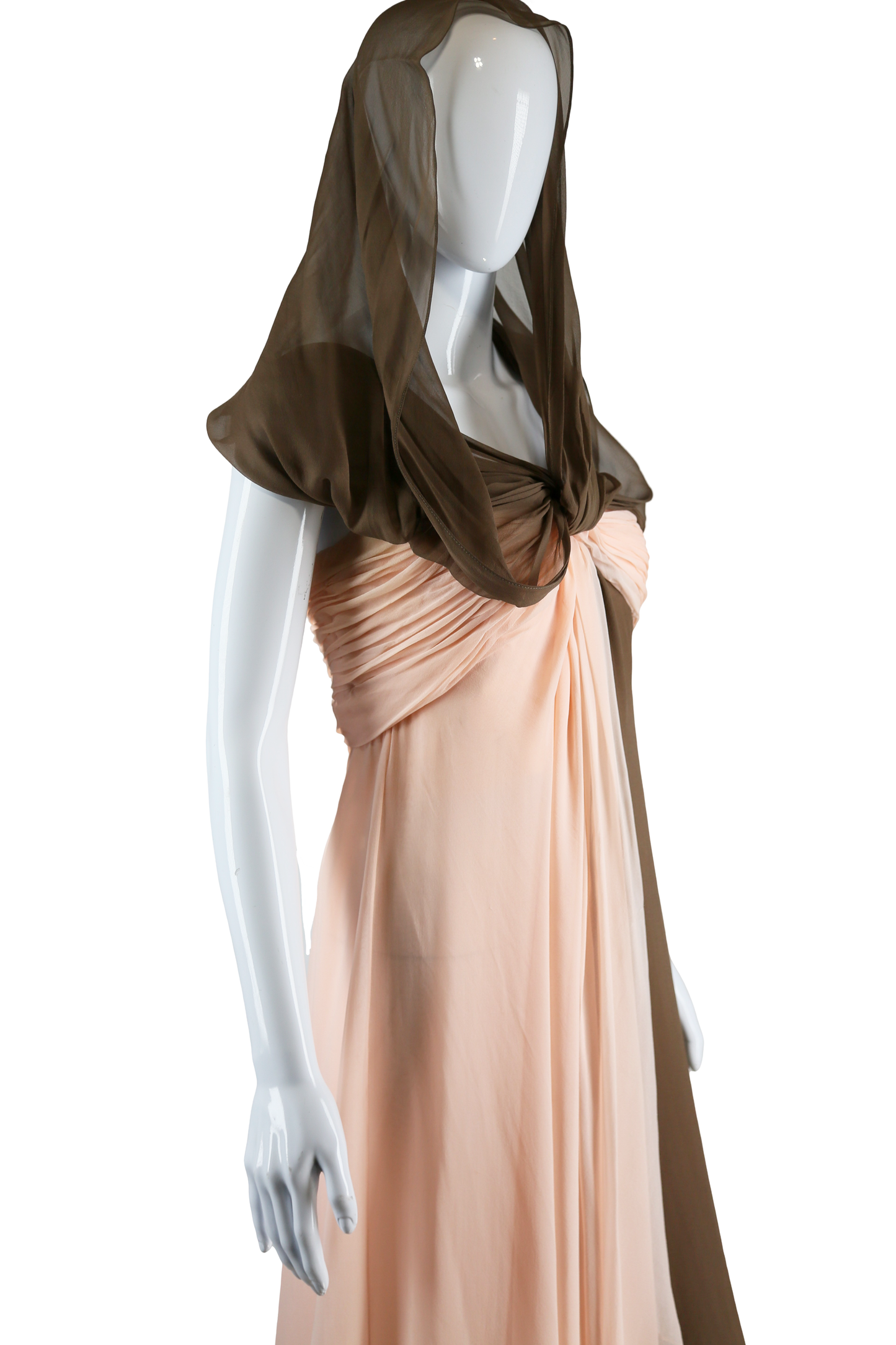 Bill Blass Pink + Brown Silk Chiffon Gown - Embers / Cinders Vintage