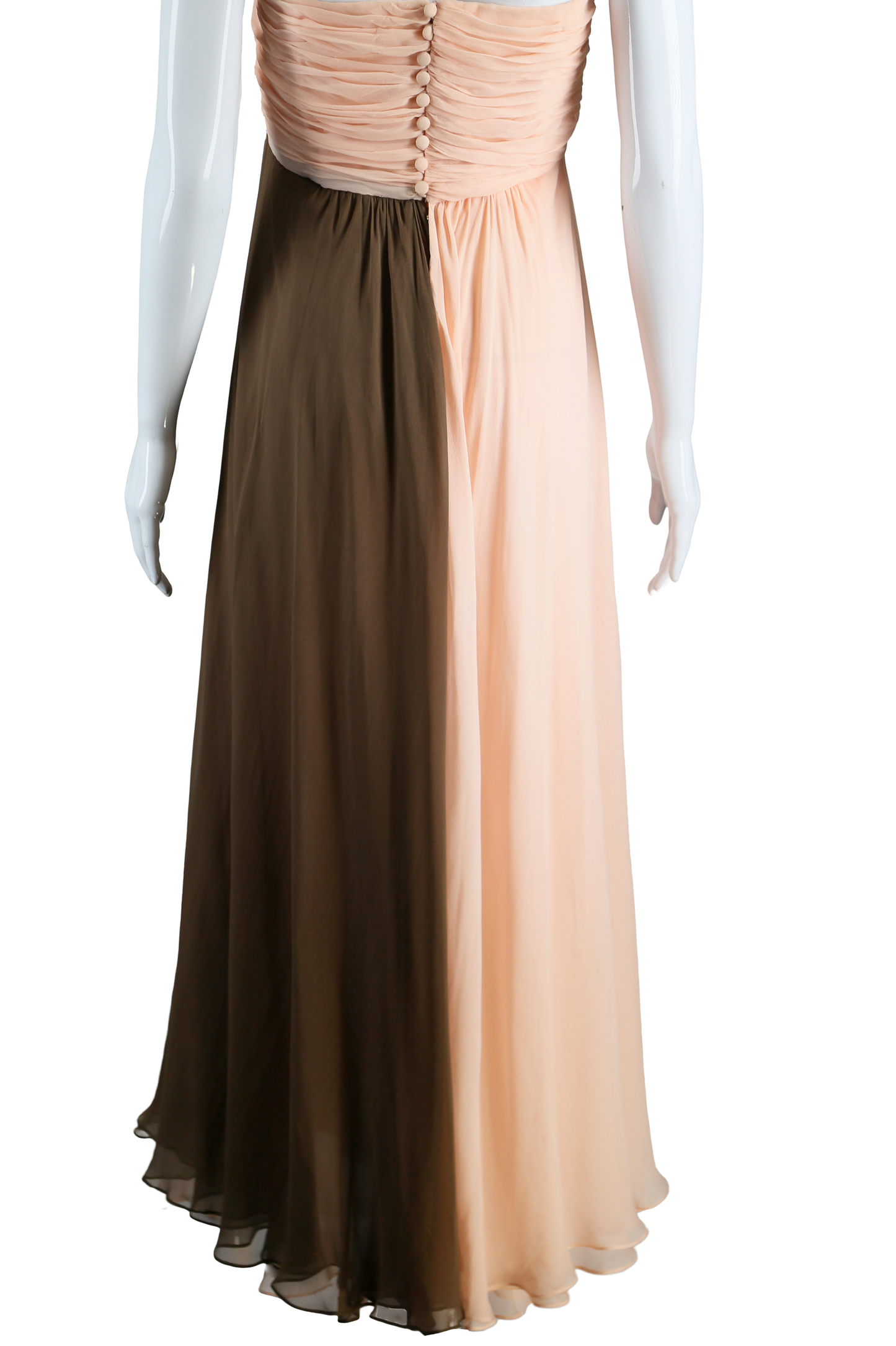 Bill Blass Pink + Brown Silk Chiffon Gown - Embers / Cinders Vintage