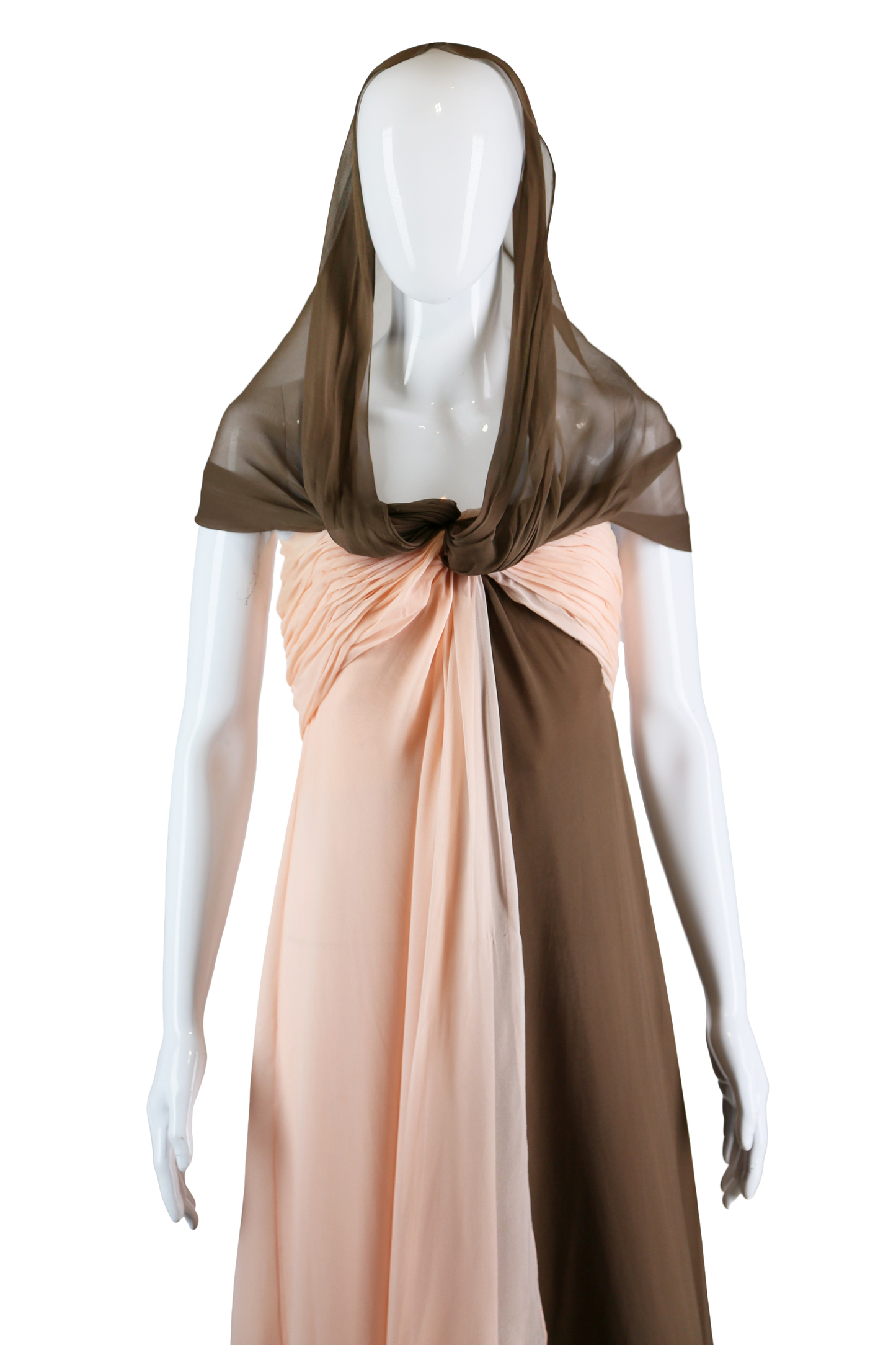 Bill Blass Pink + Brown Silk Chiffon Gown - Embers / Cinders Vintage