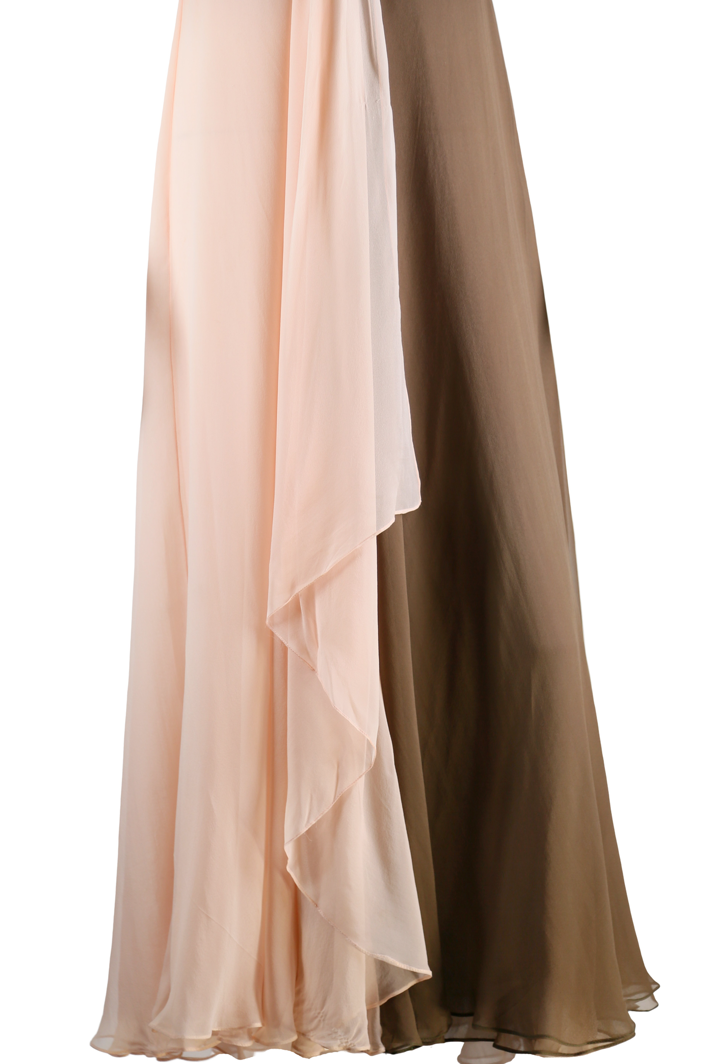 Bill Blass Pink + Brown Silk Chiffon Gown - Embers / Cinders Vintage