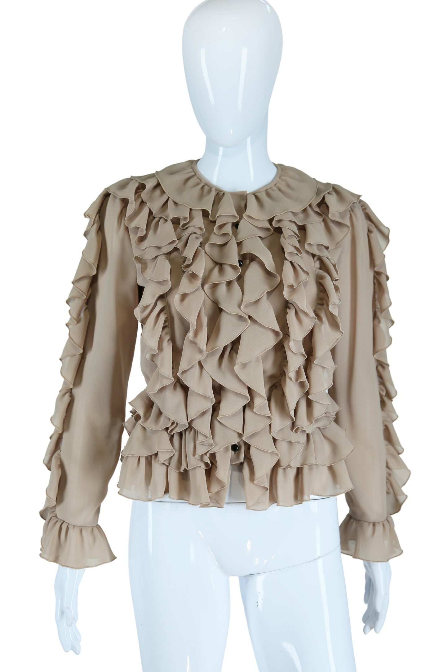 Ruffles Galore Tan Blouse