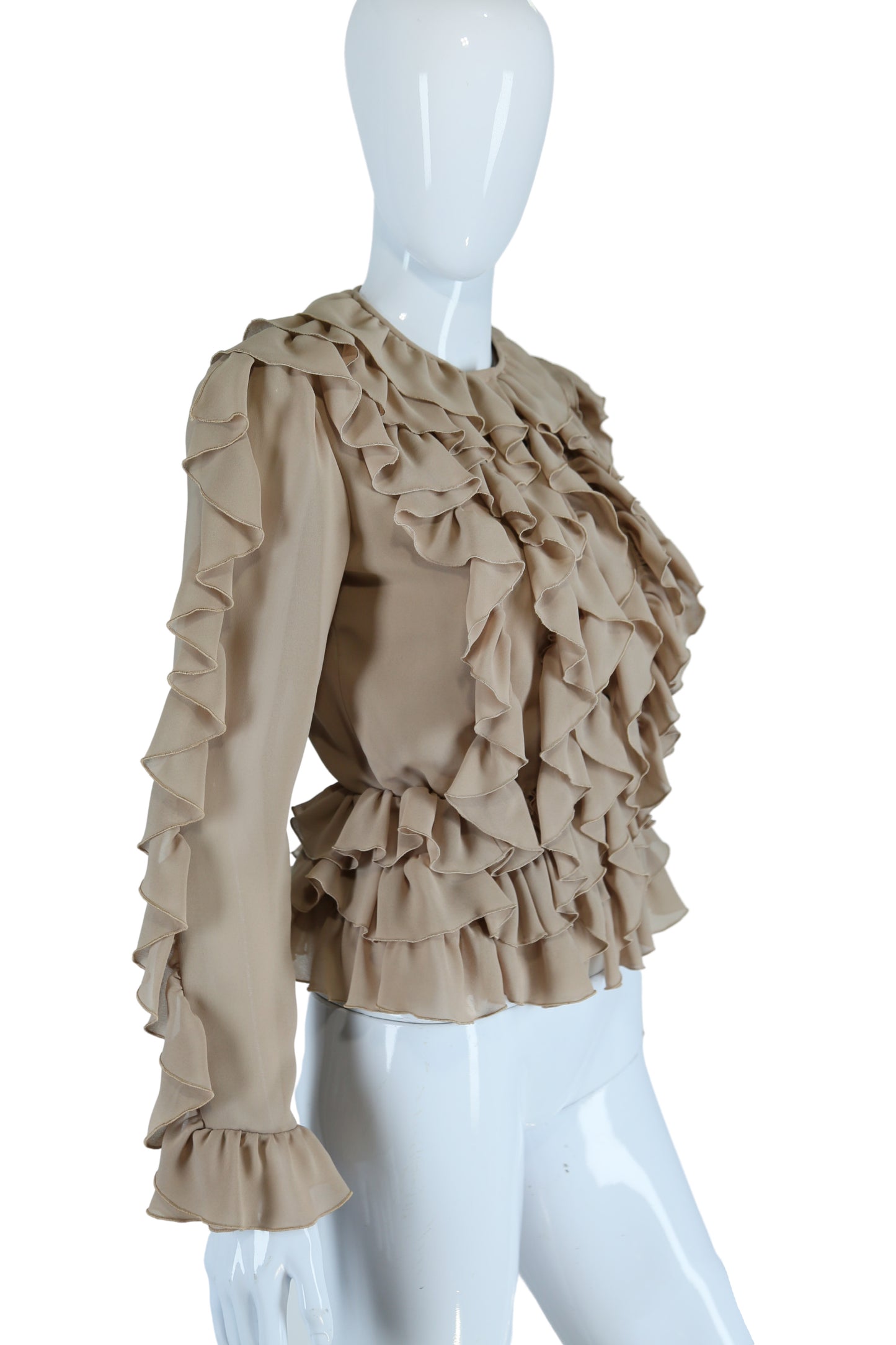 Ruffles Galore Tan Blouse