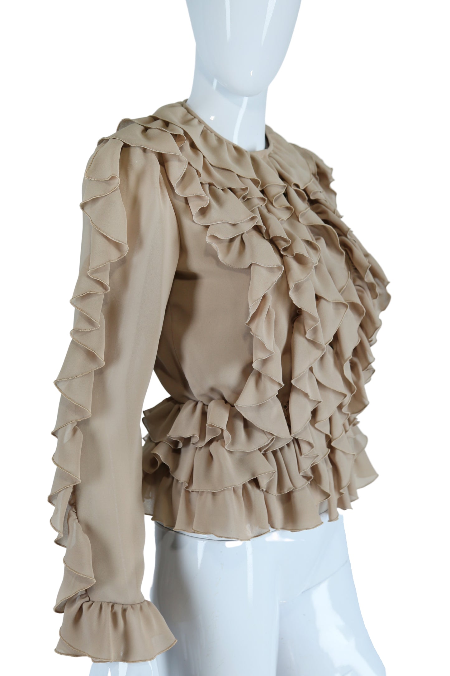 Ruffles Galore Tan Blouse