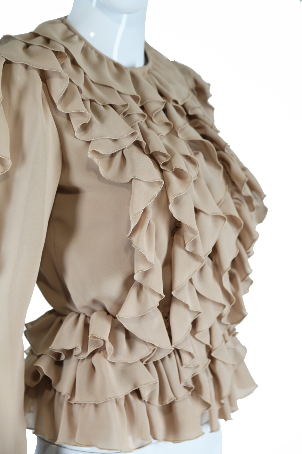 Ruffles Galore Tan Blouse