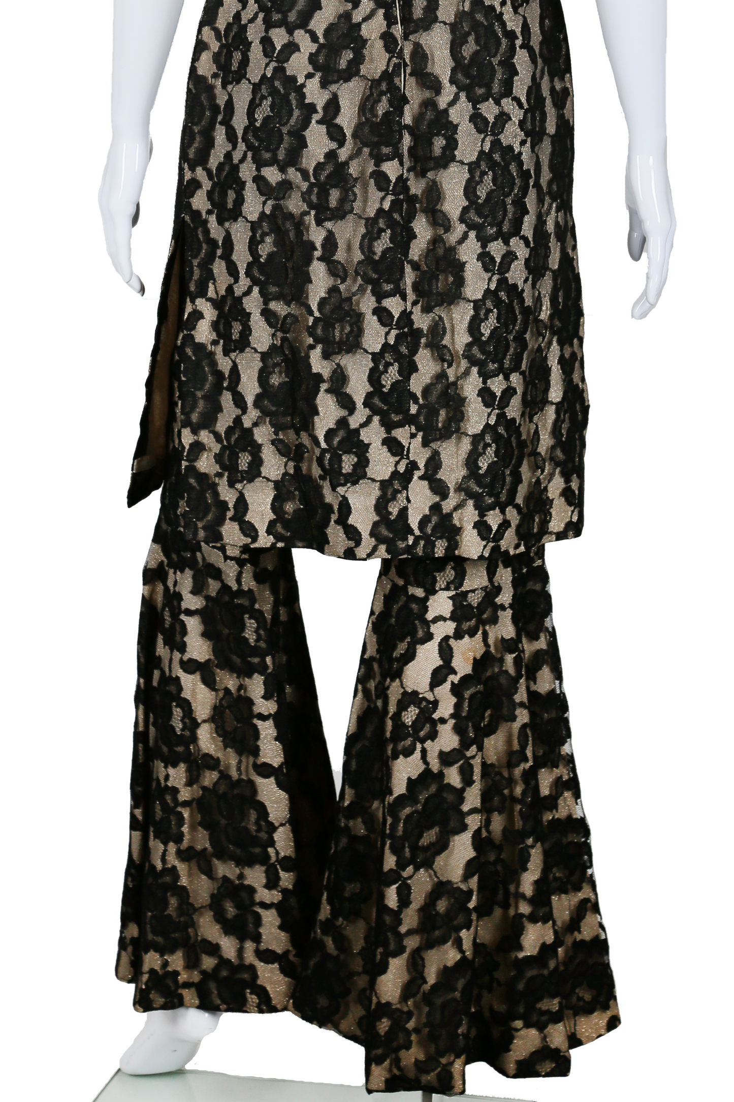 Lilli Diamond Lace and Lamé Bell Bottoms Set - Embers / Cinders Vintage