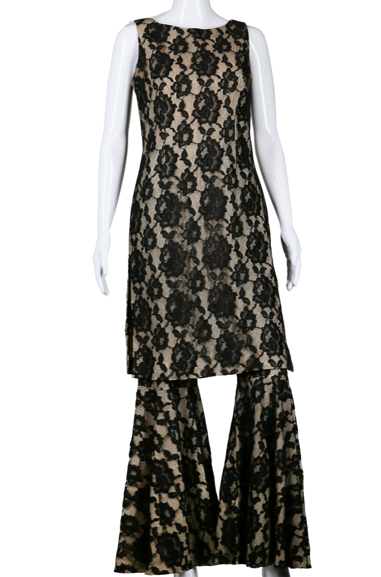 Lilli Diamond Lace and Lamé Bell Bottoms Set - Embers / Cinders Vintage