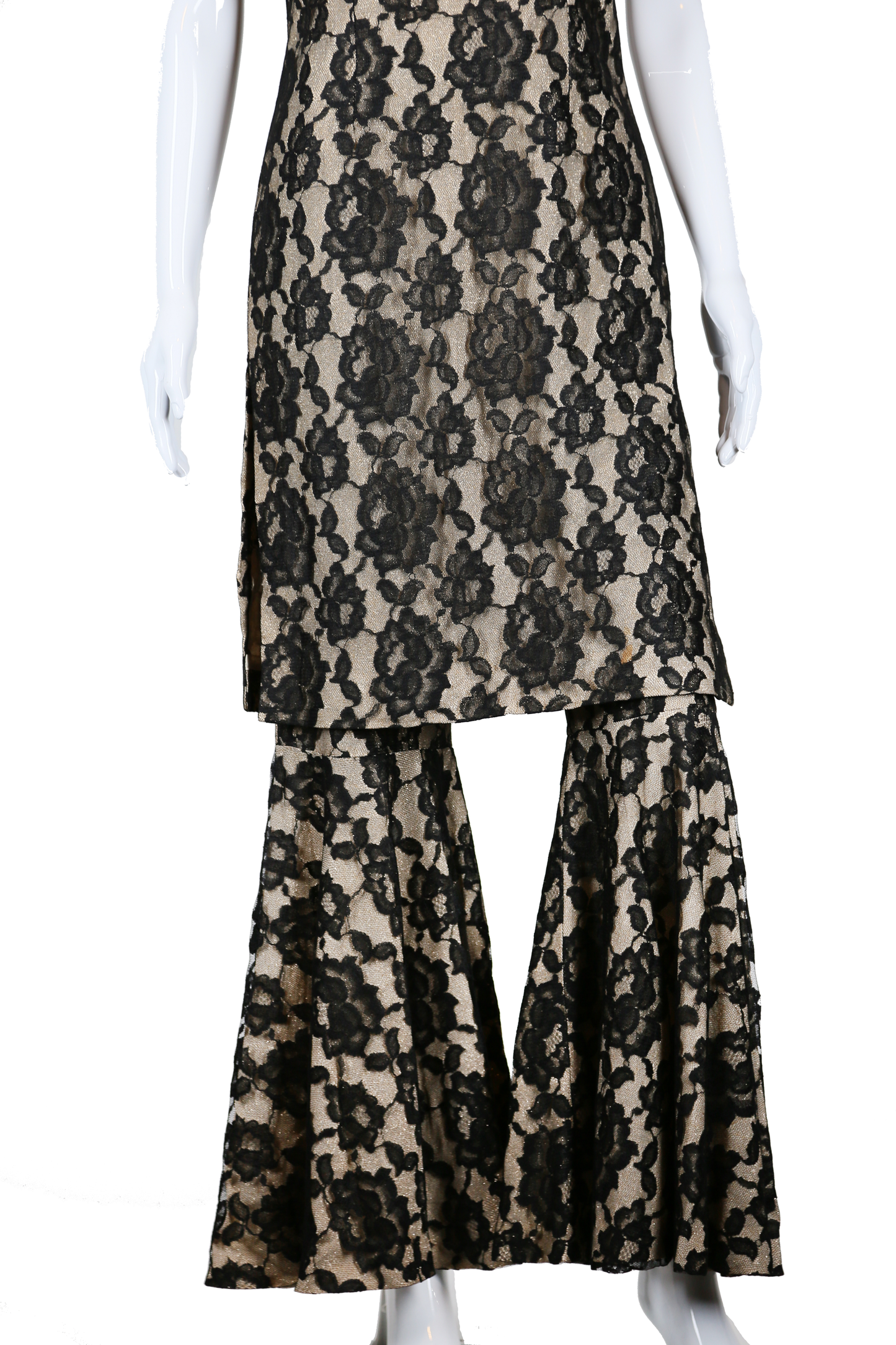 Lilli Diamond Lace and Lamé Bell Bottoms Set - Embers / Cinders Vintage