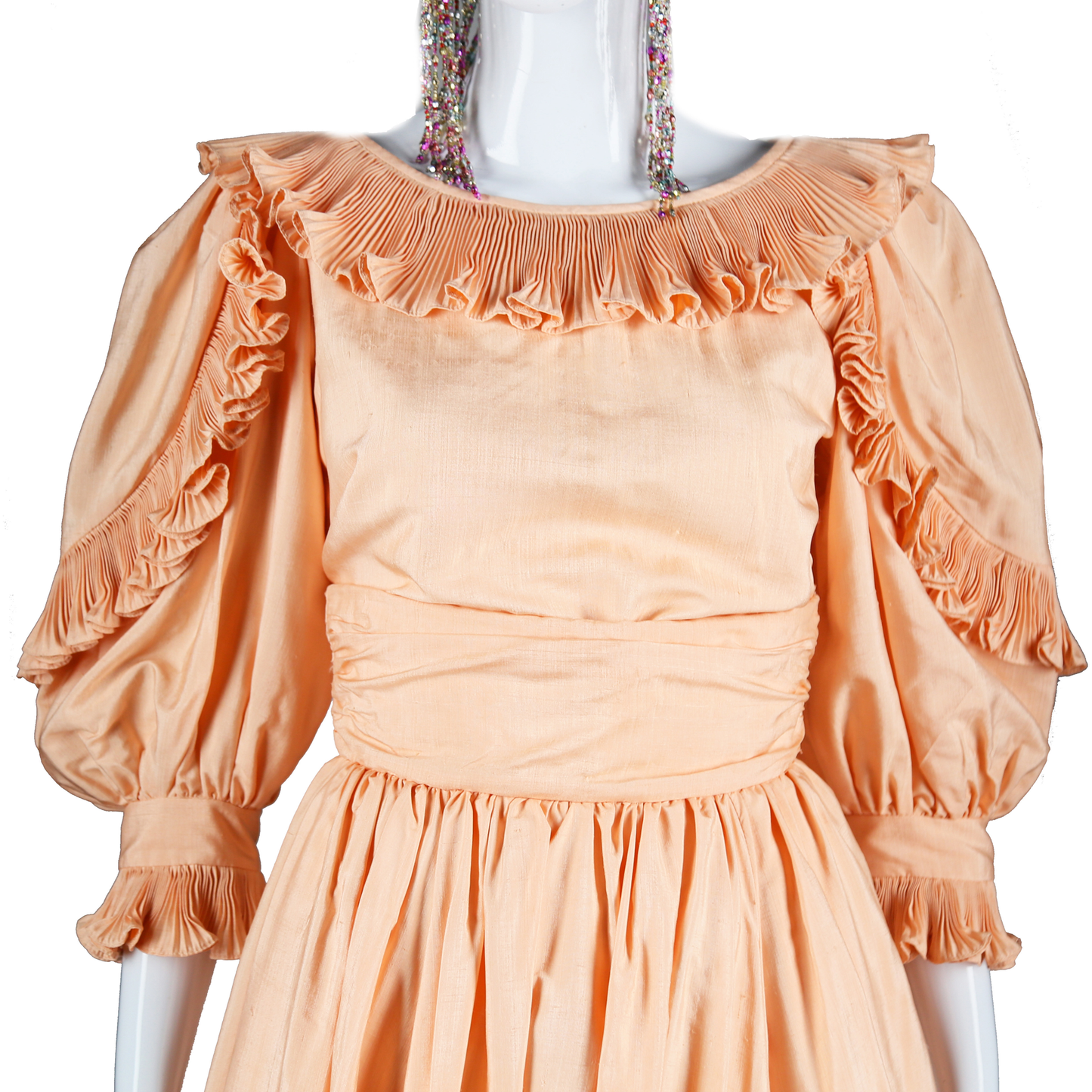 Silk Pastel Peach Accordion Pleat Set by Andrea Wilkin - Embers / Cinders Vintage