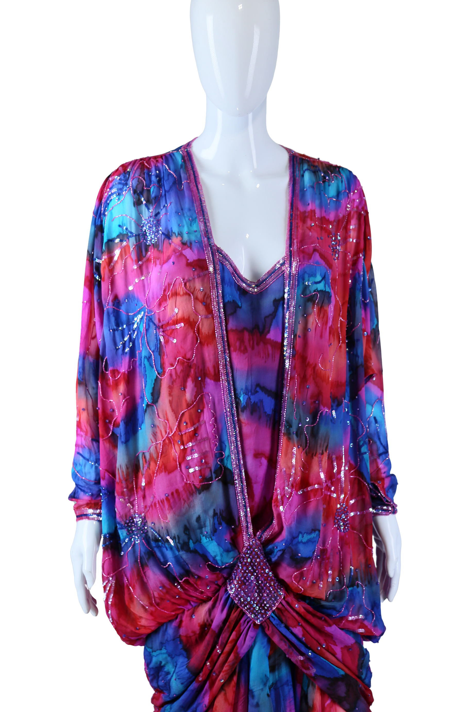 Judith Ann Rainbow Silk Beaded Gown - Embers / Cinders Vintage