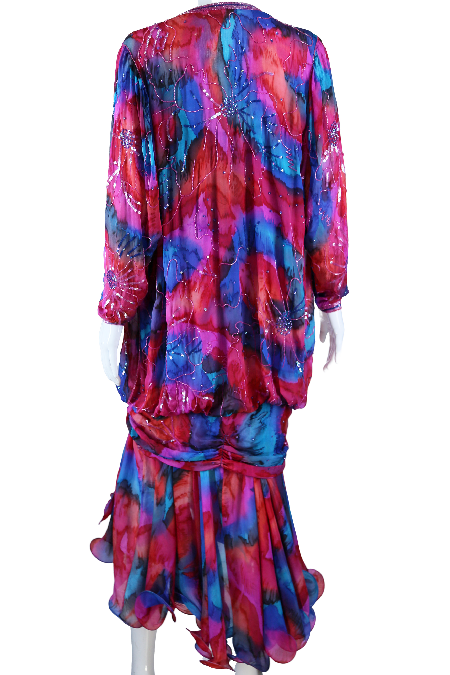 Judith Ann Rainbow Silk Beaded Gown - Embers / Cinders Vintage