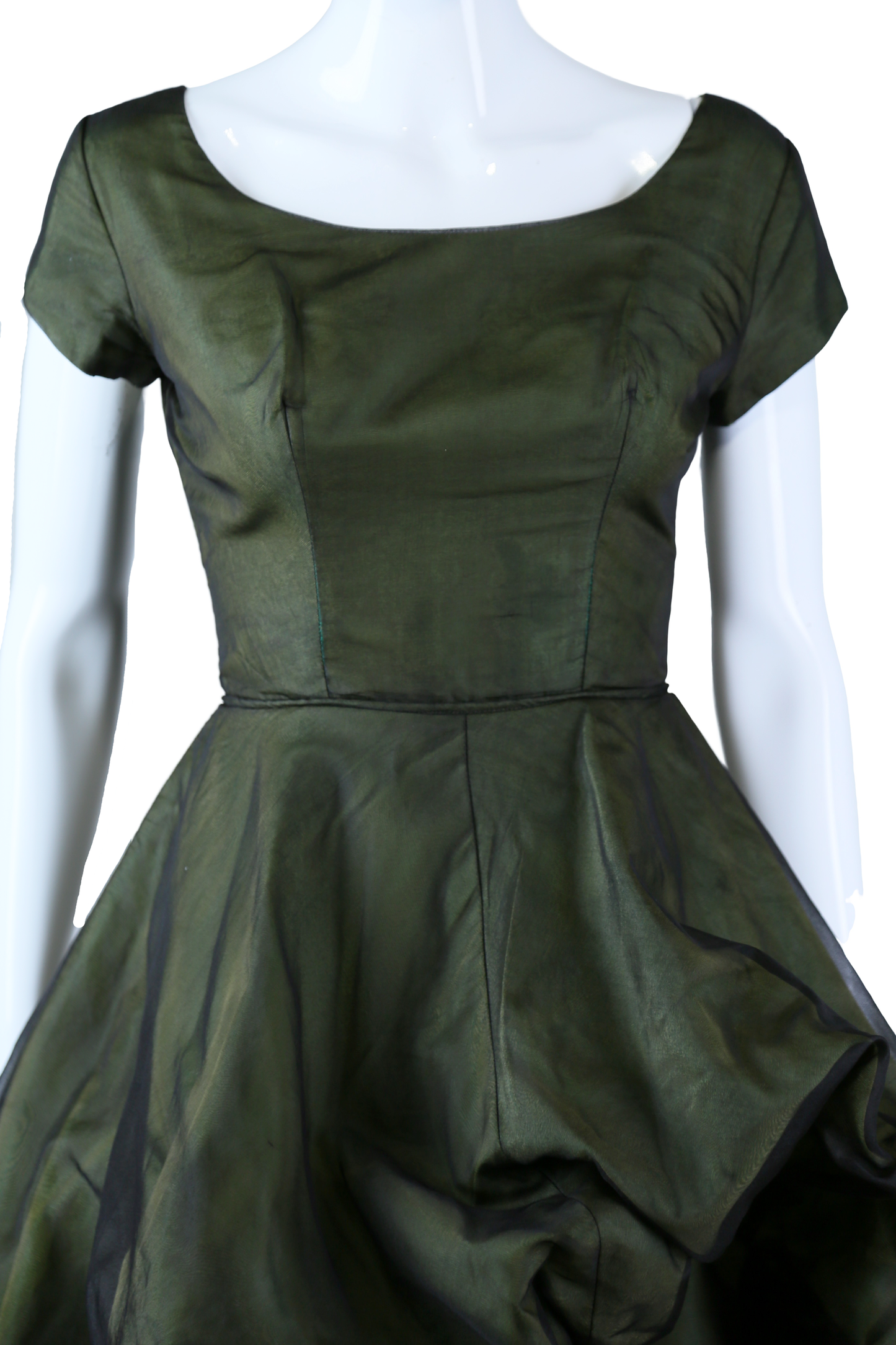 Sculptural Green Black Bouffant Party Dress - Embers / Cinders Vintage