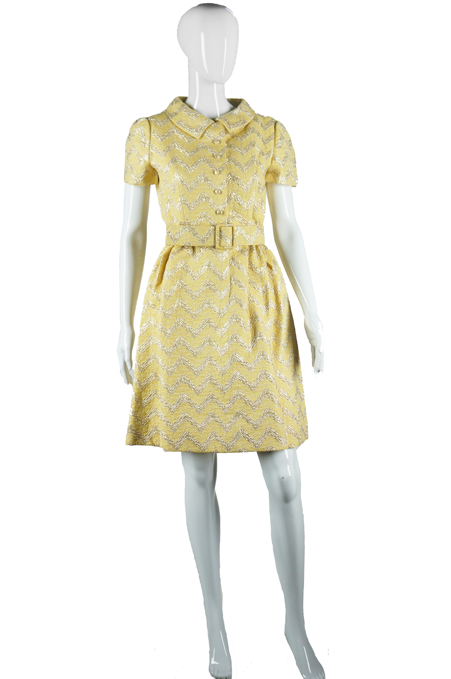 Adele Simpson Yellow and Gold Zig Zag Dress - Embers / Cinders Vintage