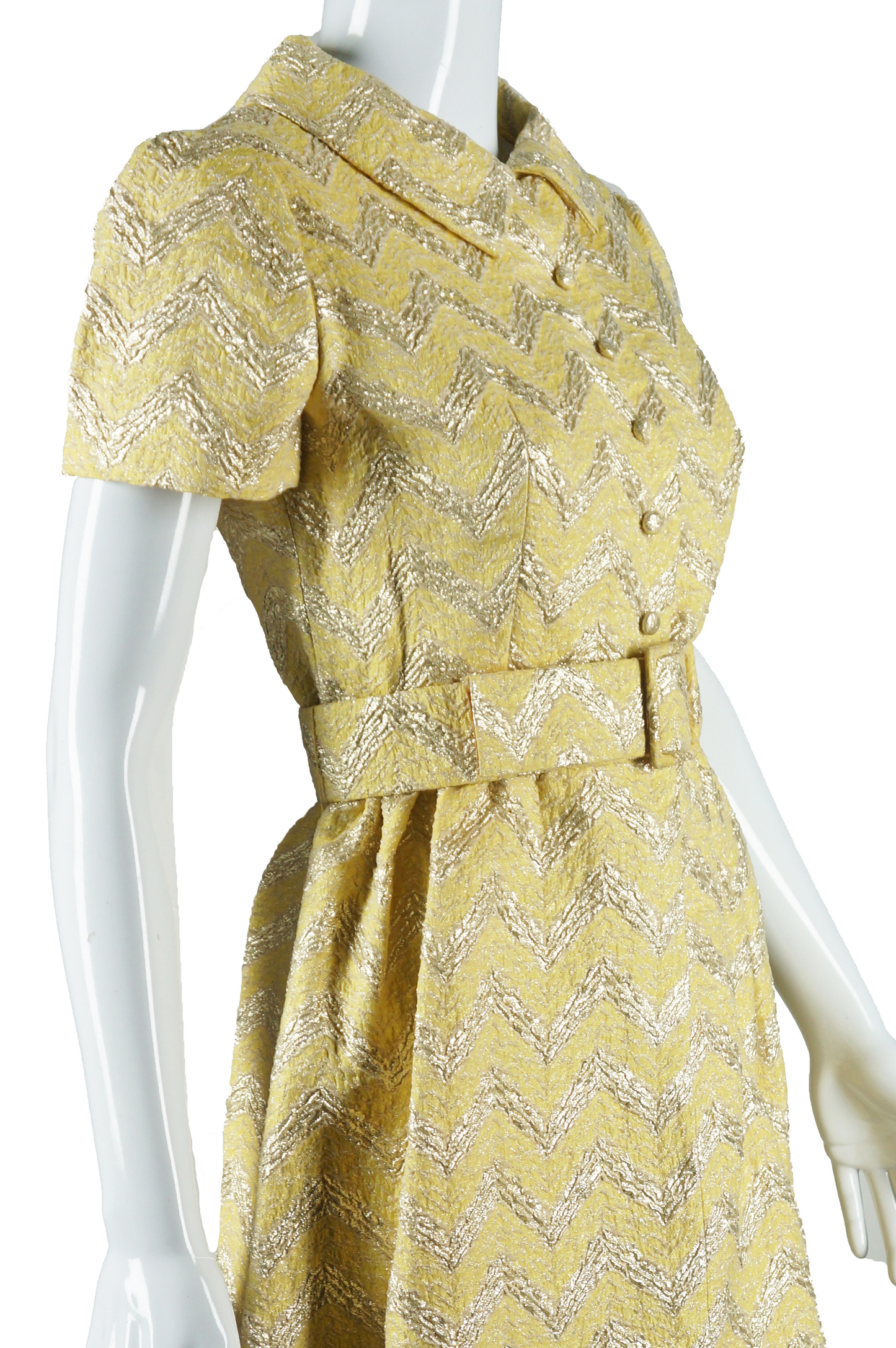 Adele Simpson Yellow and Gold Zig Zag Dress - Embers / Cinders Vintage