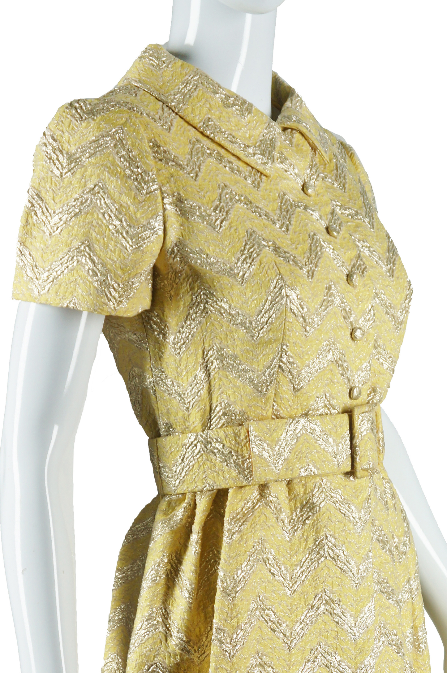 Adele Simpson Yellow and Gold Zig Zag Dress - Embers / Cinders Vintage