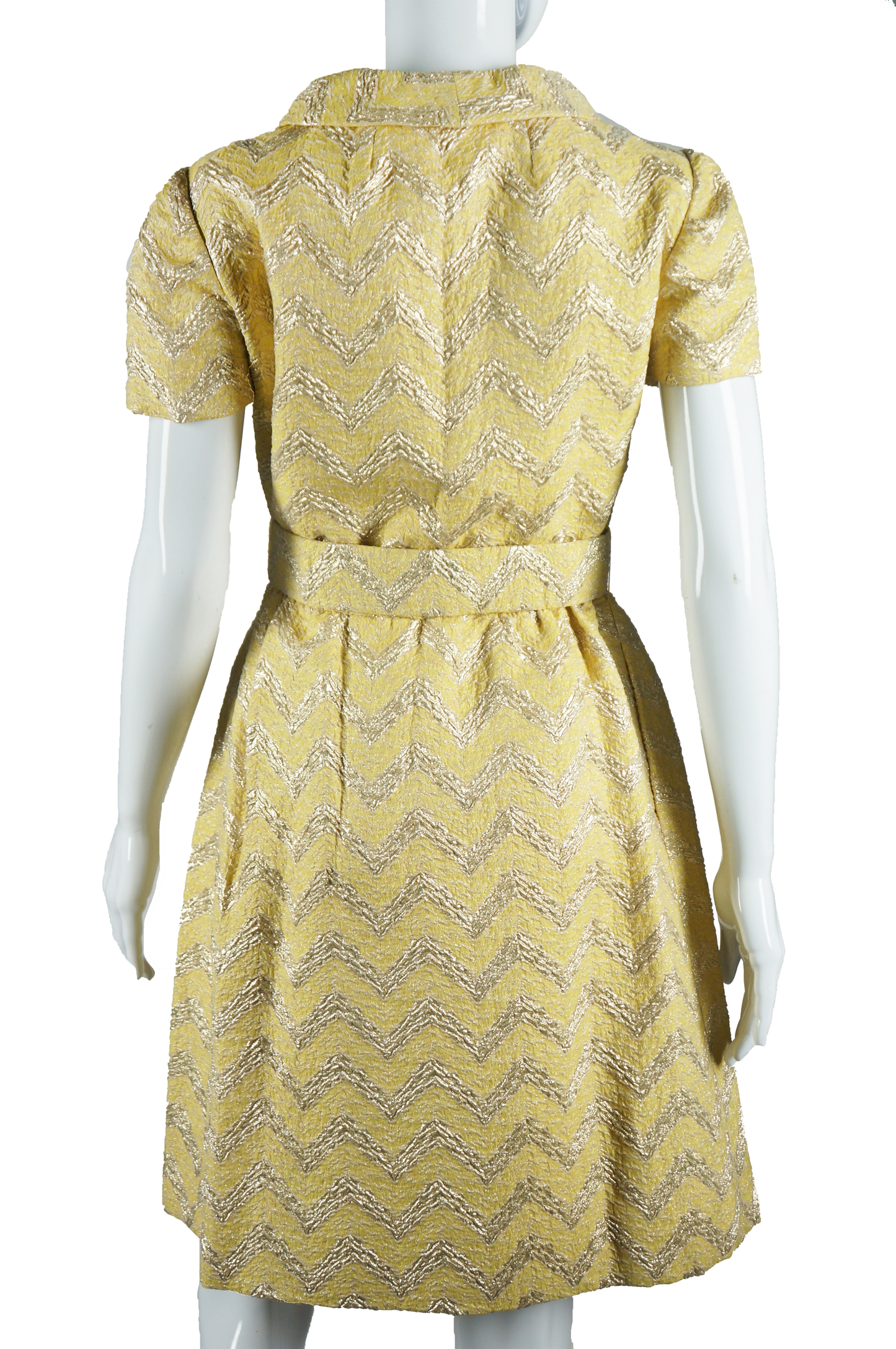 Adele Simpson Yellow and Gold Zig Zag Dress - Embers / Cinders Vintage