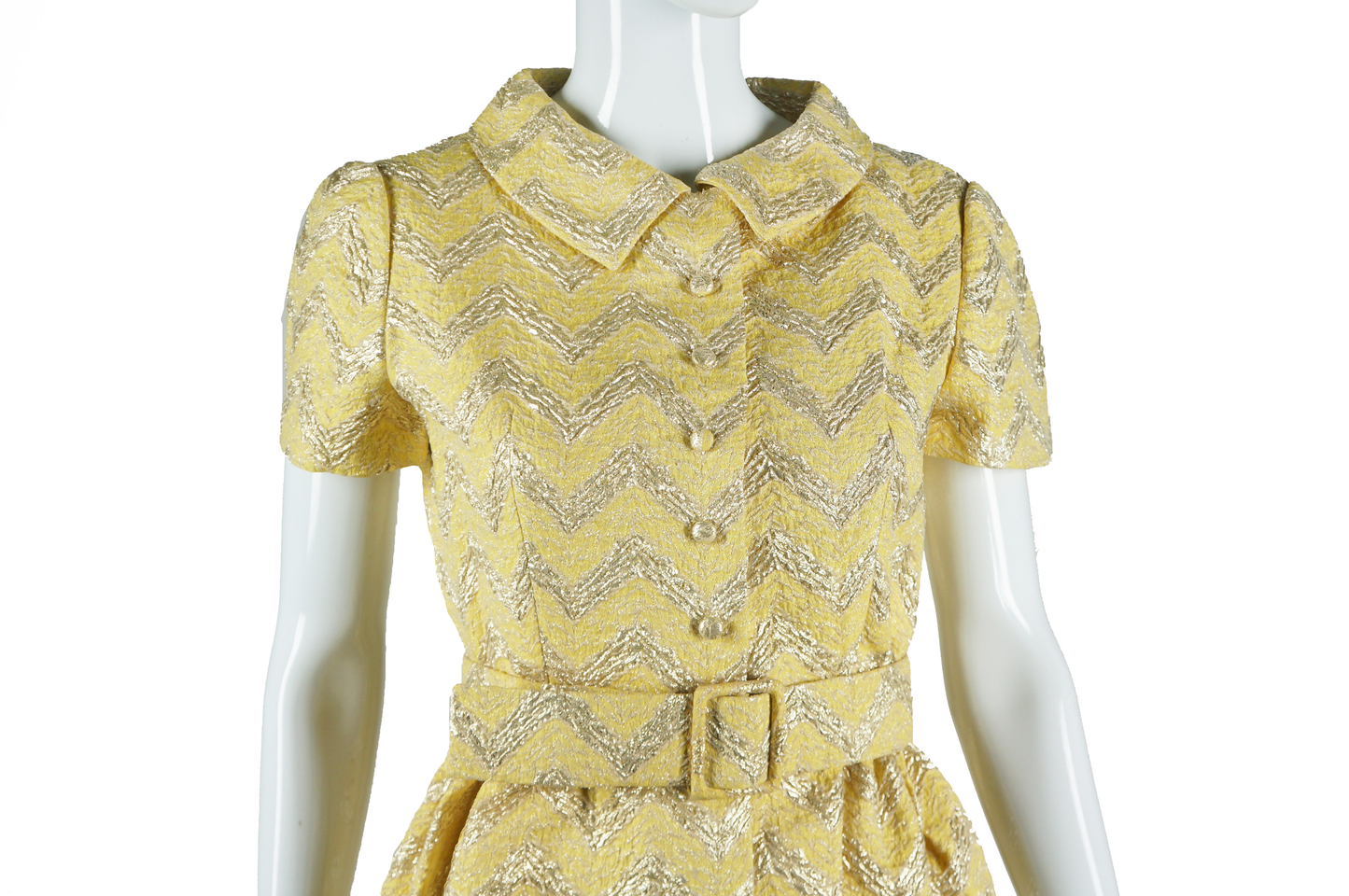 Adele Simpson Yellow and Gold Zig Zag Dress - Embers / Cinders Vintage