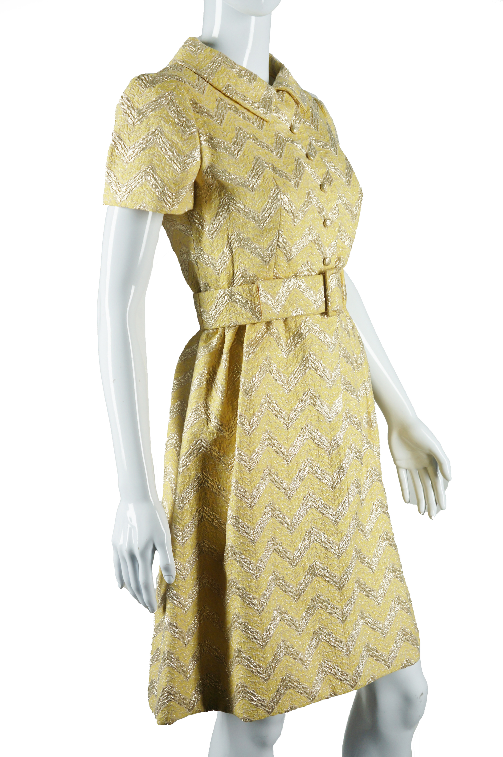 Adele Simpson Yellow and Gold Zig Zag Dress - Embers / Cinders Vintage