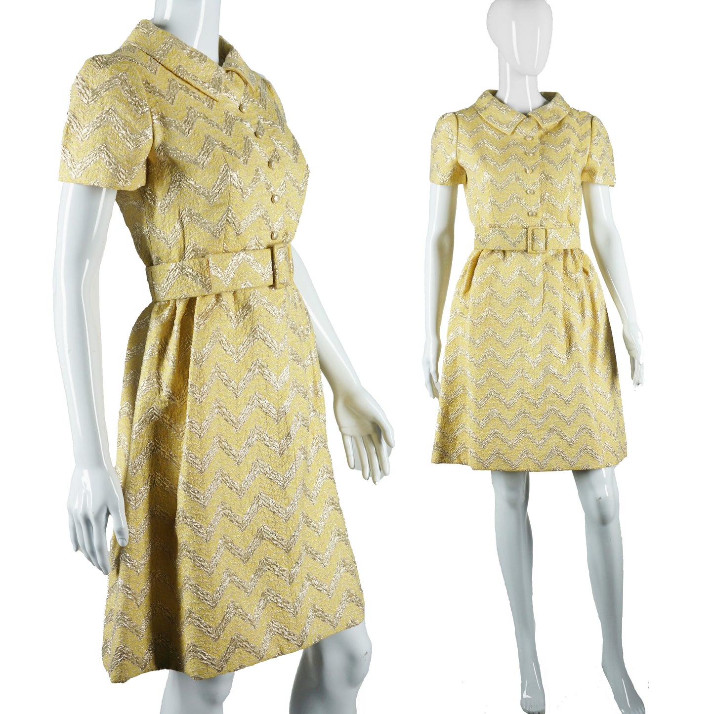 Adele Simpson Yellow and Gold Zig Zag Dress - Embers / Cinders Vintage