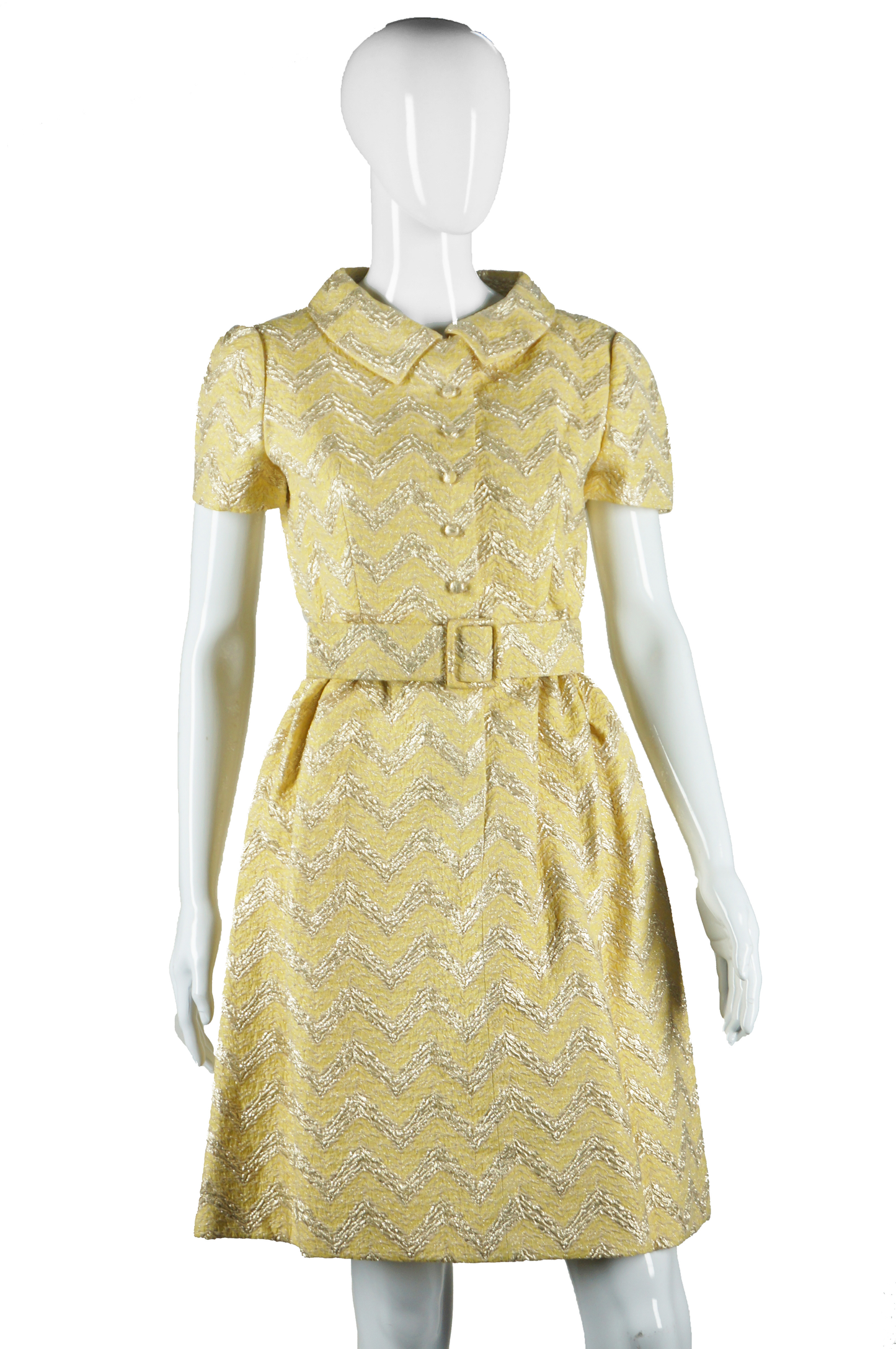 Adele Simpson Yellow and Gold Zig Zag Dress - Embers / Cinders Vintage