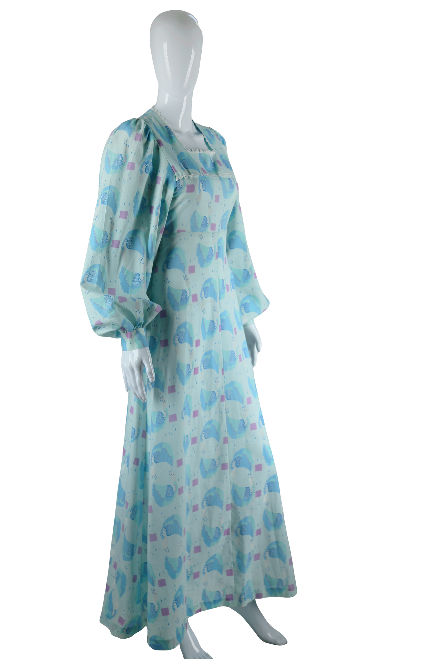 Raindrops and Faces in Profile Novelty Print Maxi Dress - Embers / Cinders Vintage