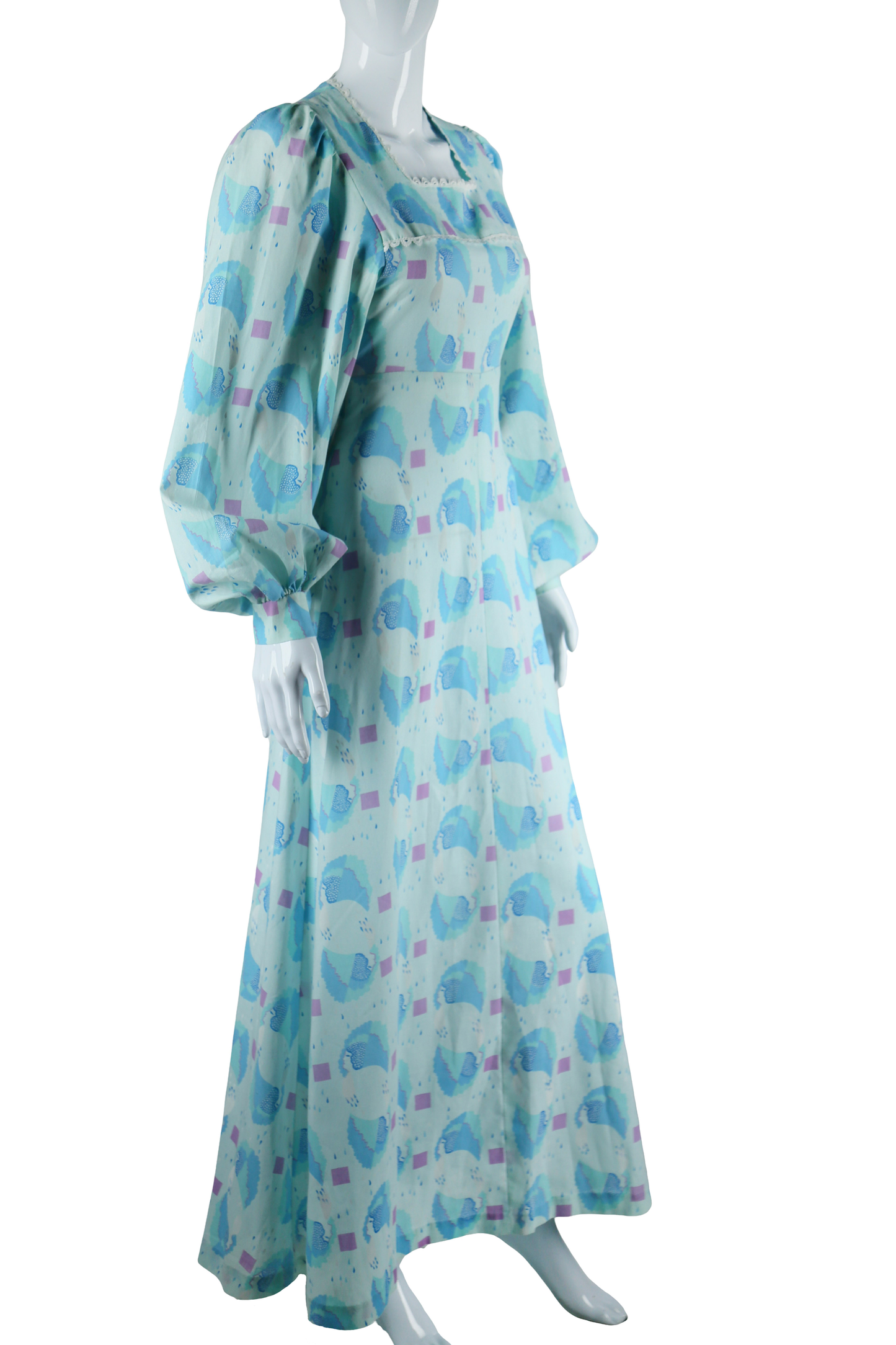 Raindrops and Faces in Profile Novelty Print Maxi Dress - Embers / Cinders Vintage