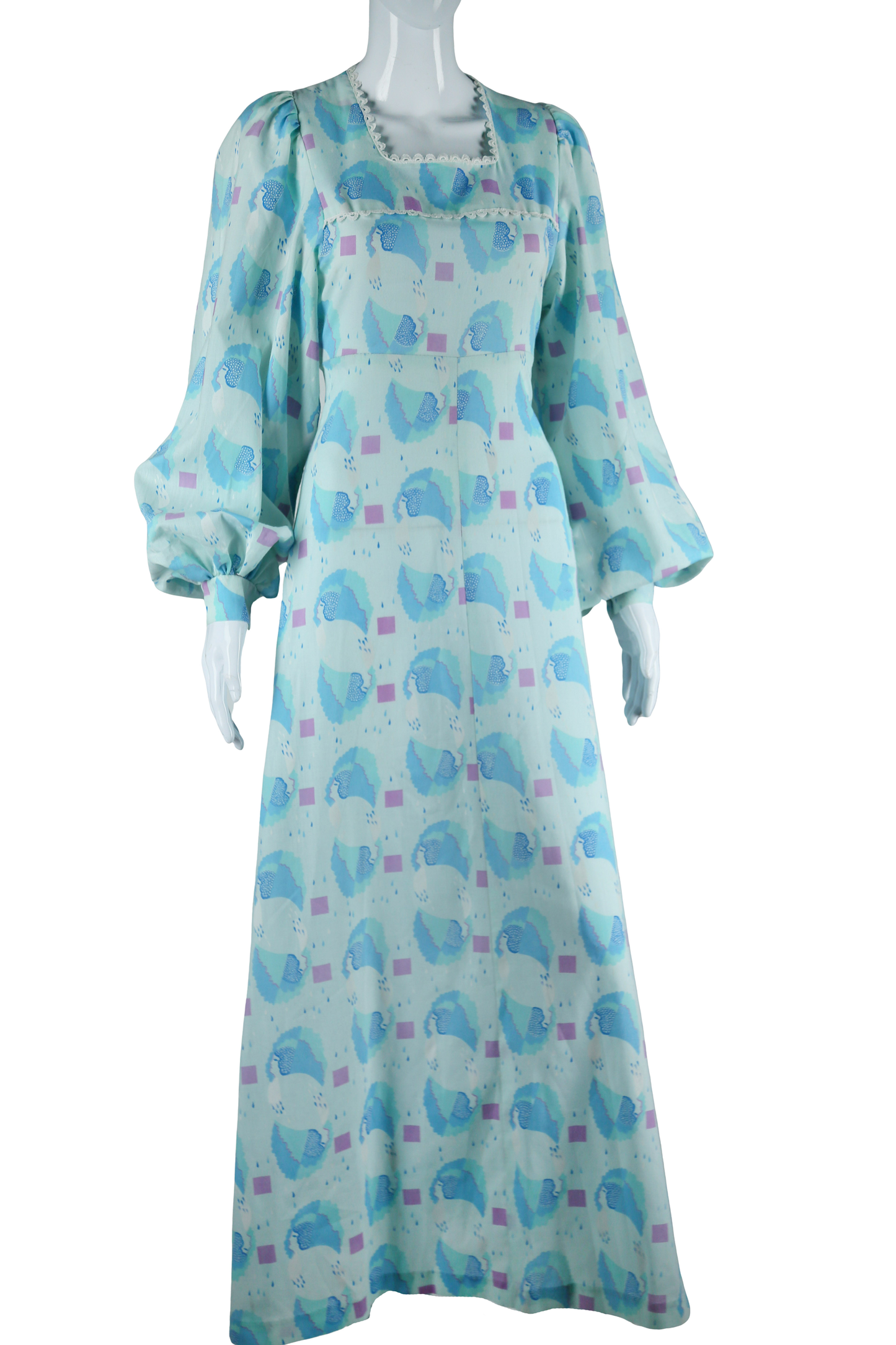 Raindrops and Faces in Profile Novelty Print Maxi Dress - Embers / Cinders Vintage