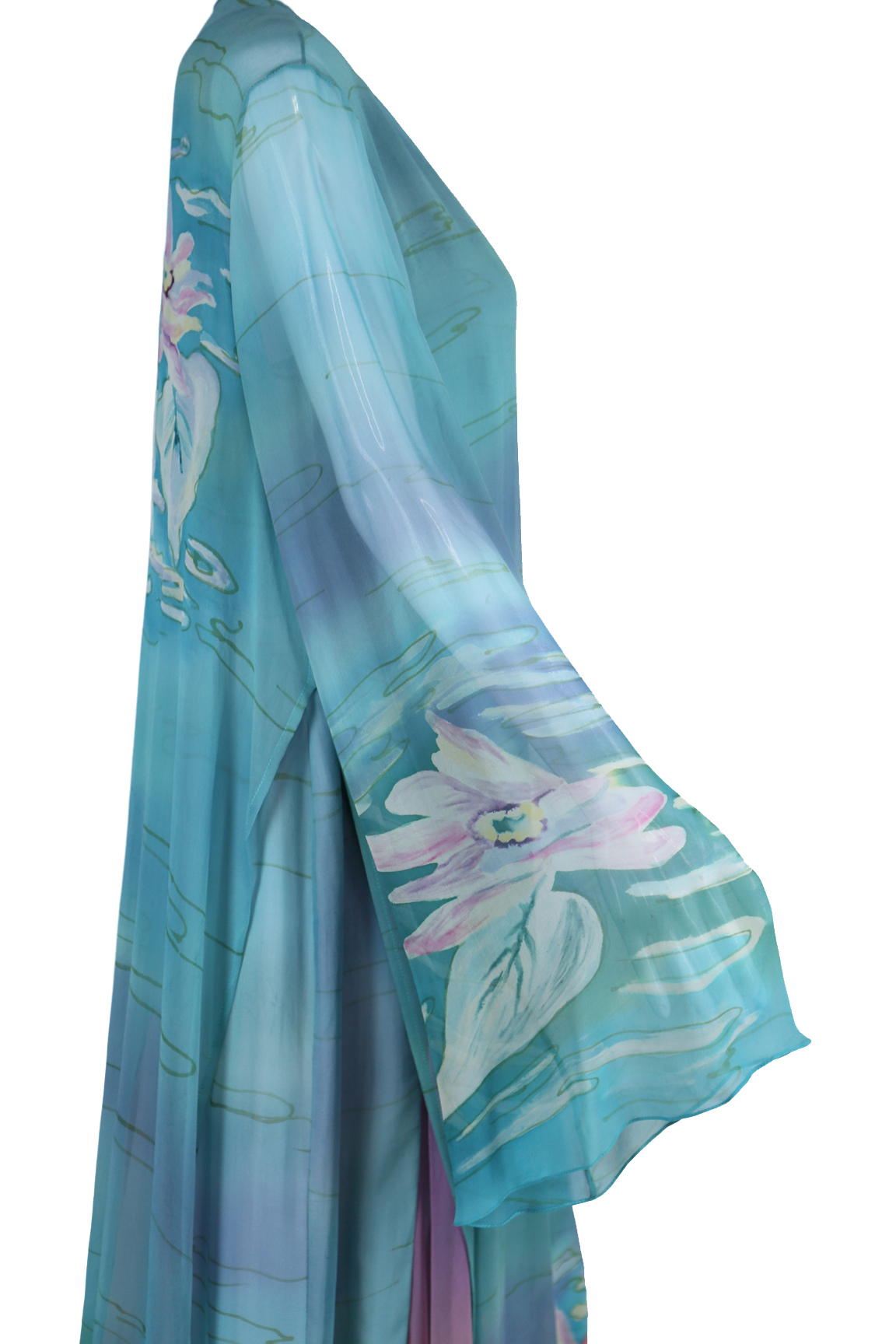 Hand Painted Silk Water Lilies Three Piece Dress Set