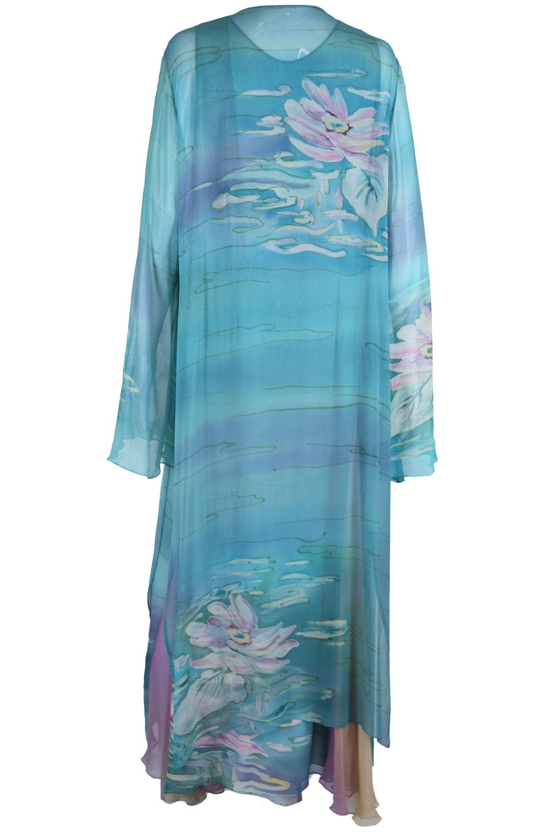 Hand Painted Silk Water Lilies Three Piece Dress Set