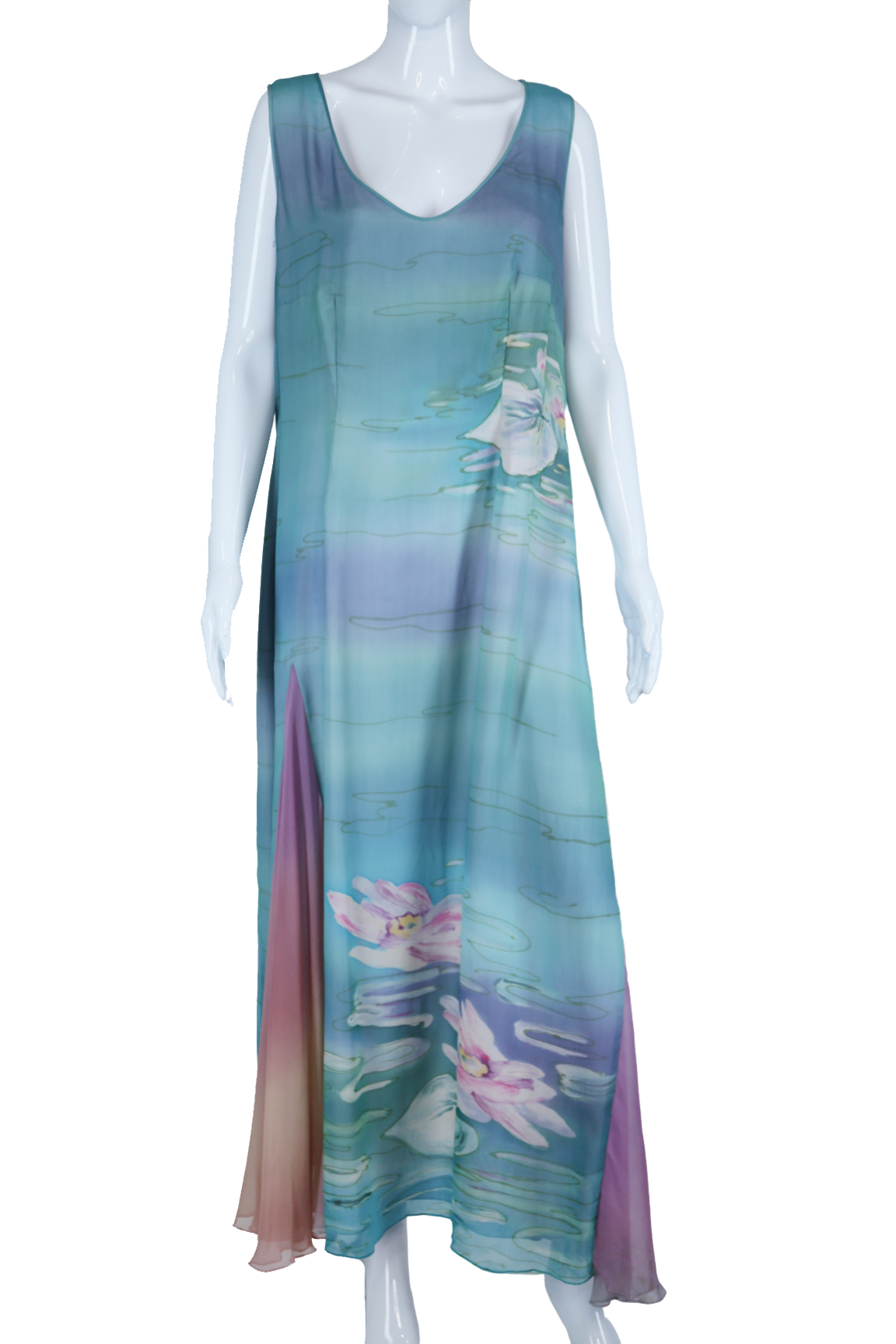 Hand Painted Silk Water Lilies Three Piece Dress Set