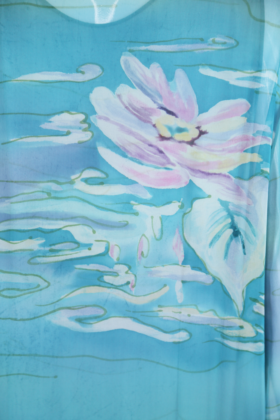 Hand Painted Silk Water Lilies Three Piece Dress Set