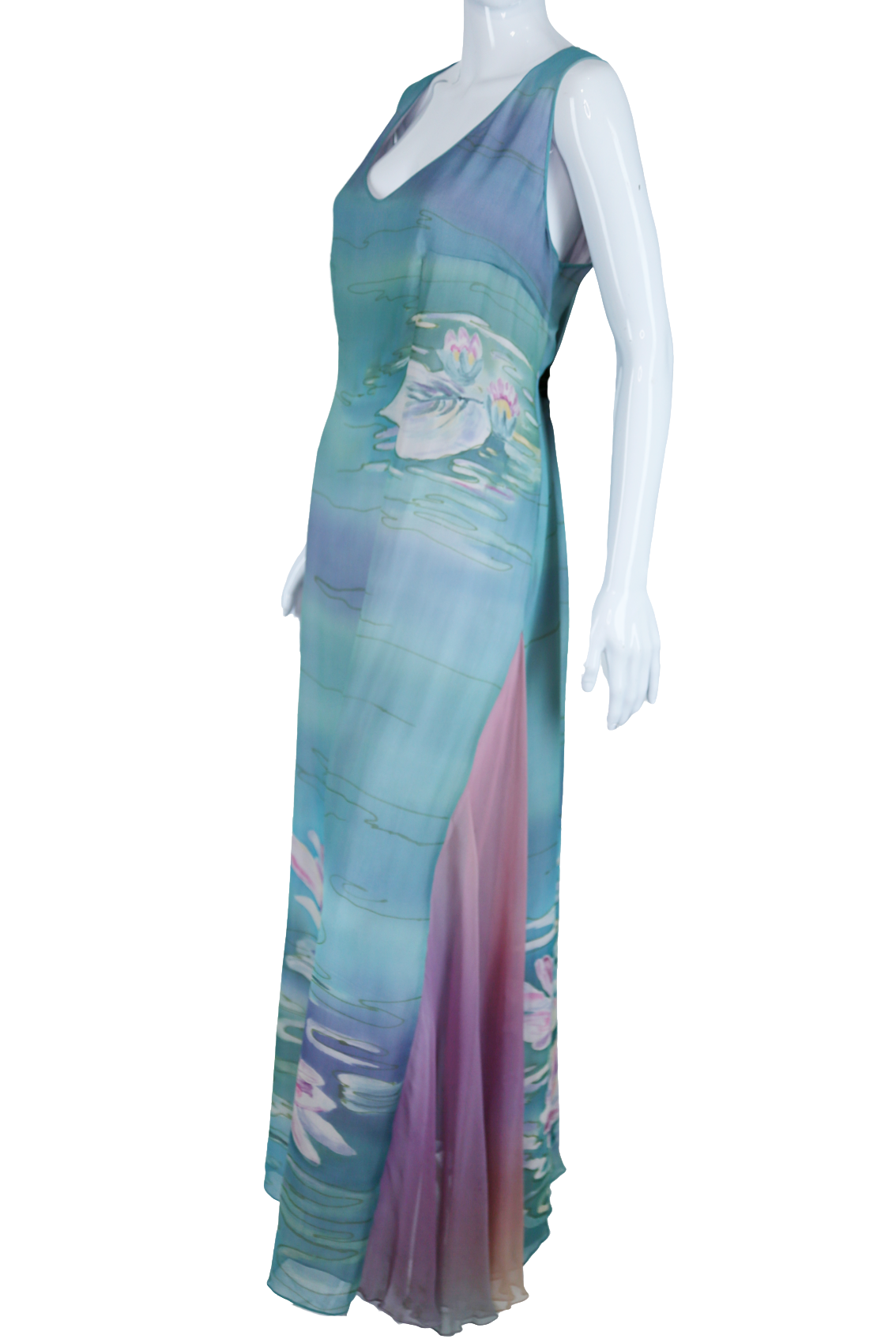 Hand Painted Silk Water Lilies Three Piece Dress Set