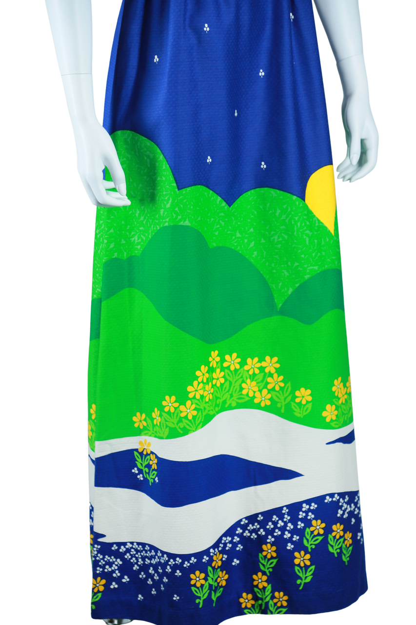 Landscape Novelty Print Maxi Dress