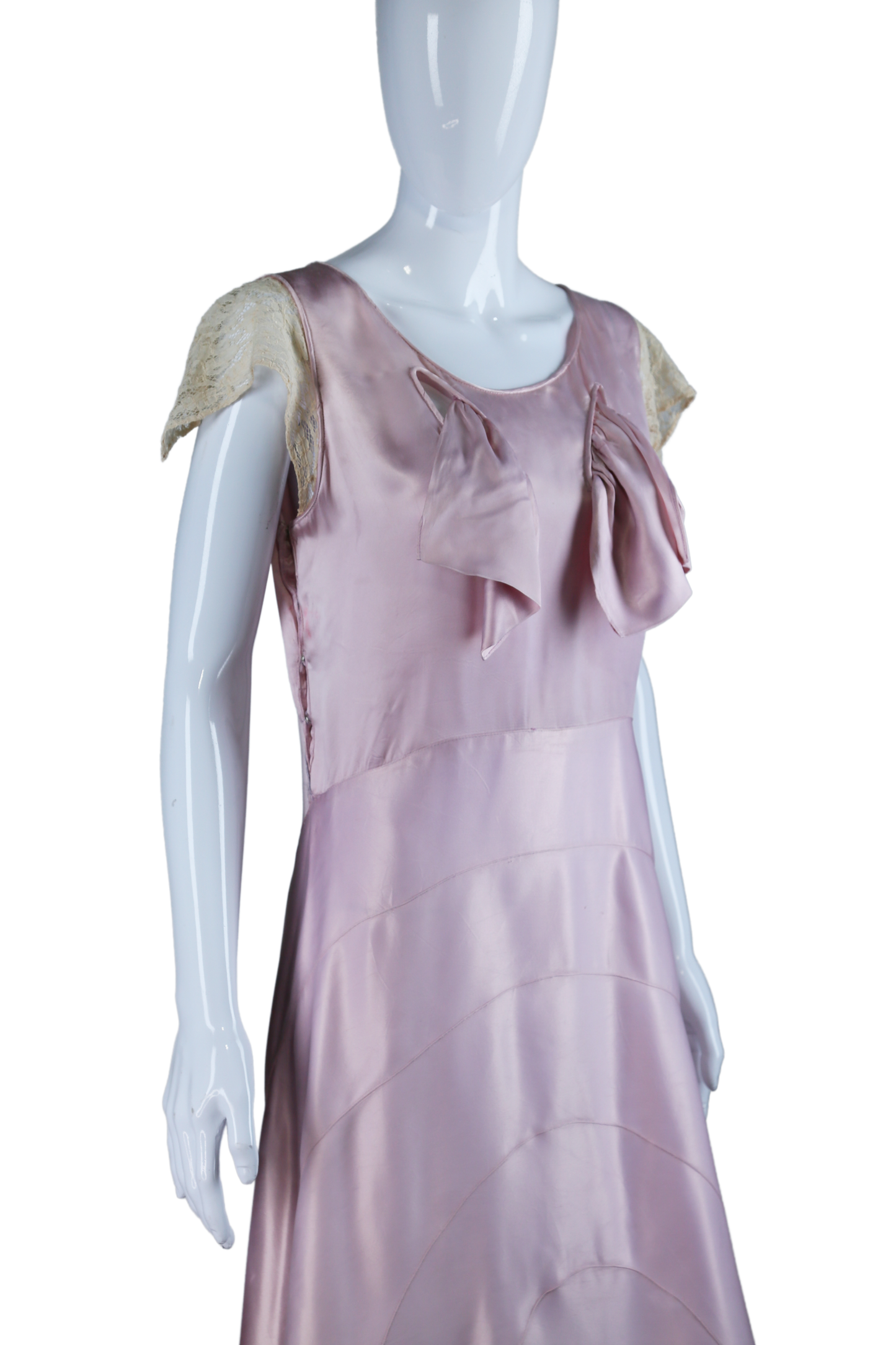 Pastel Satin + Lace Cut-Out Dress