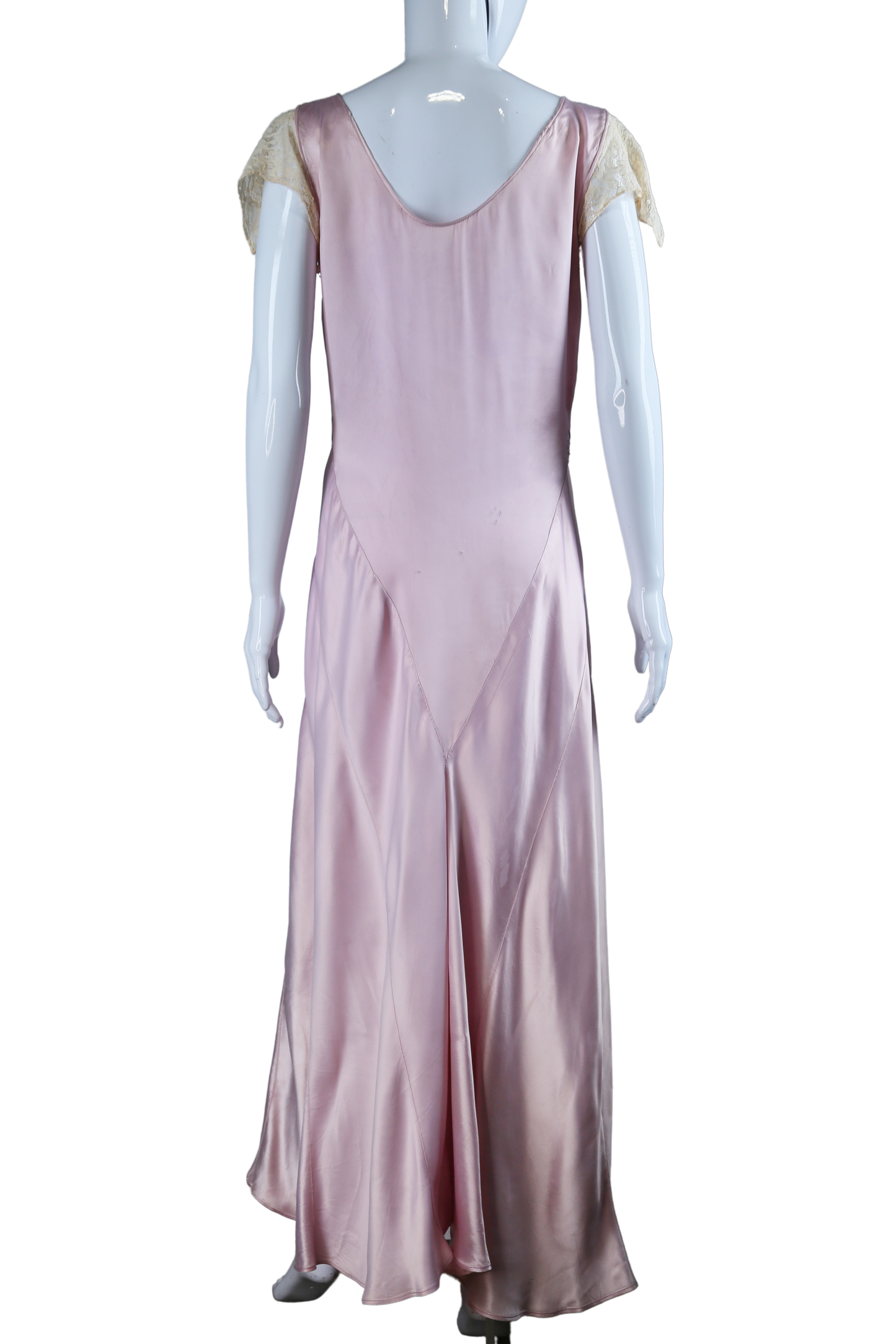 Pastel Satin + Lace Cut-Out Dress