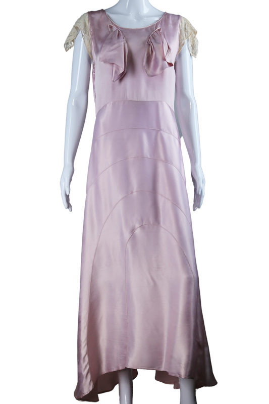 Pastel Satin + Lace Cut-Out Dress